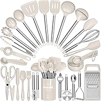 Vista 1 de Kitchen Utensils Set-Umite Chef 34 Pcs Silicone Cooking Utensils Set for Nonstick Cookware-Silicone Spatulas Set, Stainless Steel Handle-Khaki