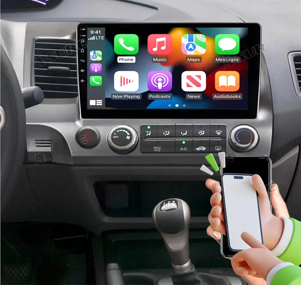 android car screen player for honda civic model 2006 to 2011 with applecarplay android auto back camera