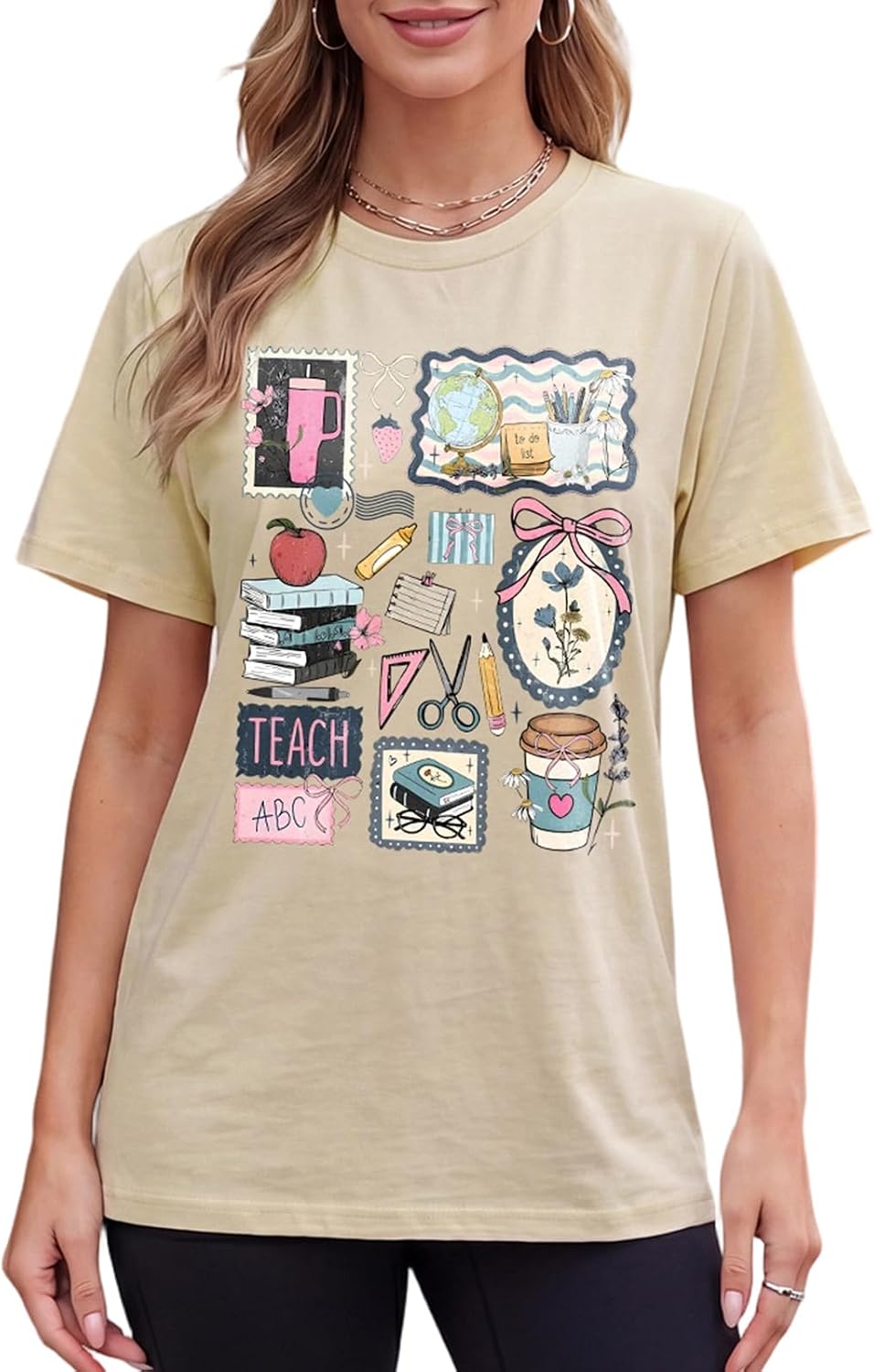 Teacher Shirts for Women Back to School Short Sleeve Crewneck Tee image 5