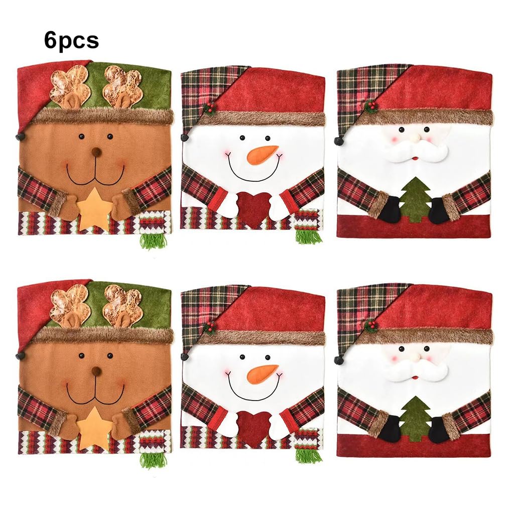 Funda para Silla Decorativa para el hogar, Conjunto de decoración navideña Festiva, Vestir sillas y añadir un Toque Festivo al Comedor, 6 uds.