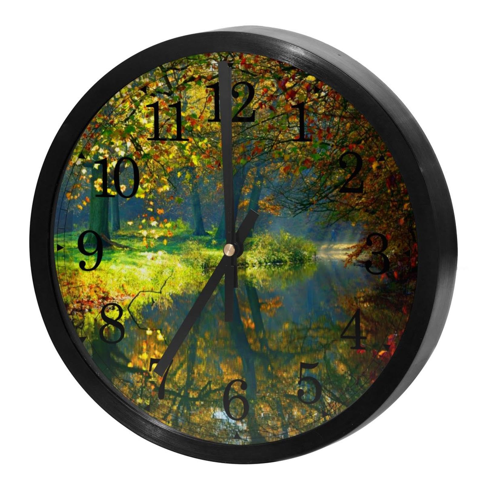 Horloge murale pour maison et cuisine au design Arbre sur le lac