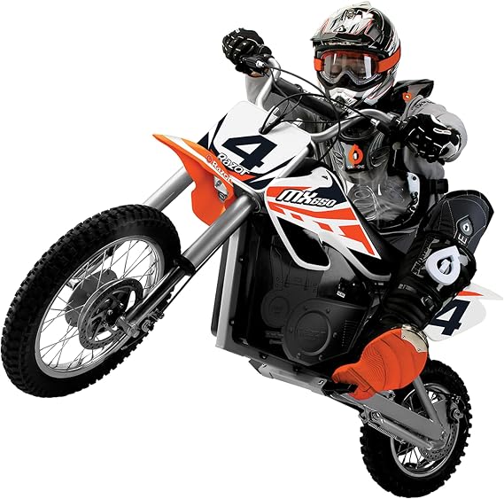 Razor MX650 Dirt Rocket Bike Electric Ride-On for Ages 16+, 220 lb Max Weight, Orange 36V Battery, Up to 17 Mph, 40-Min Run Time, Twist-Grip Throttle, 16 Front and 14 Rear Pneumatic Tires