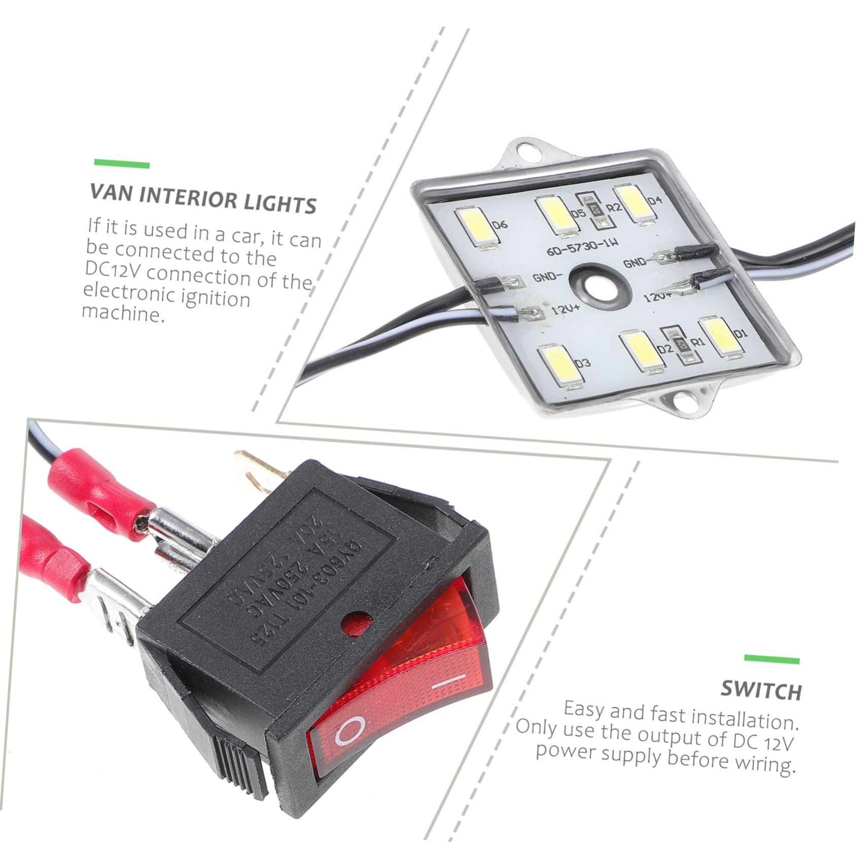 PLAFOPE Luz Interior para Coche 12v 48 LED Luz Fría de Hierro Abs
