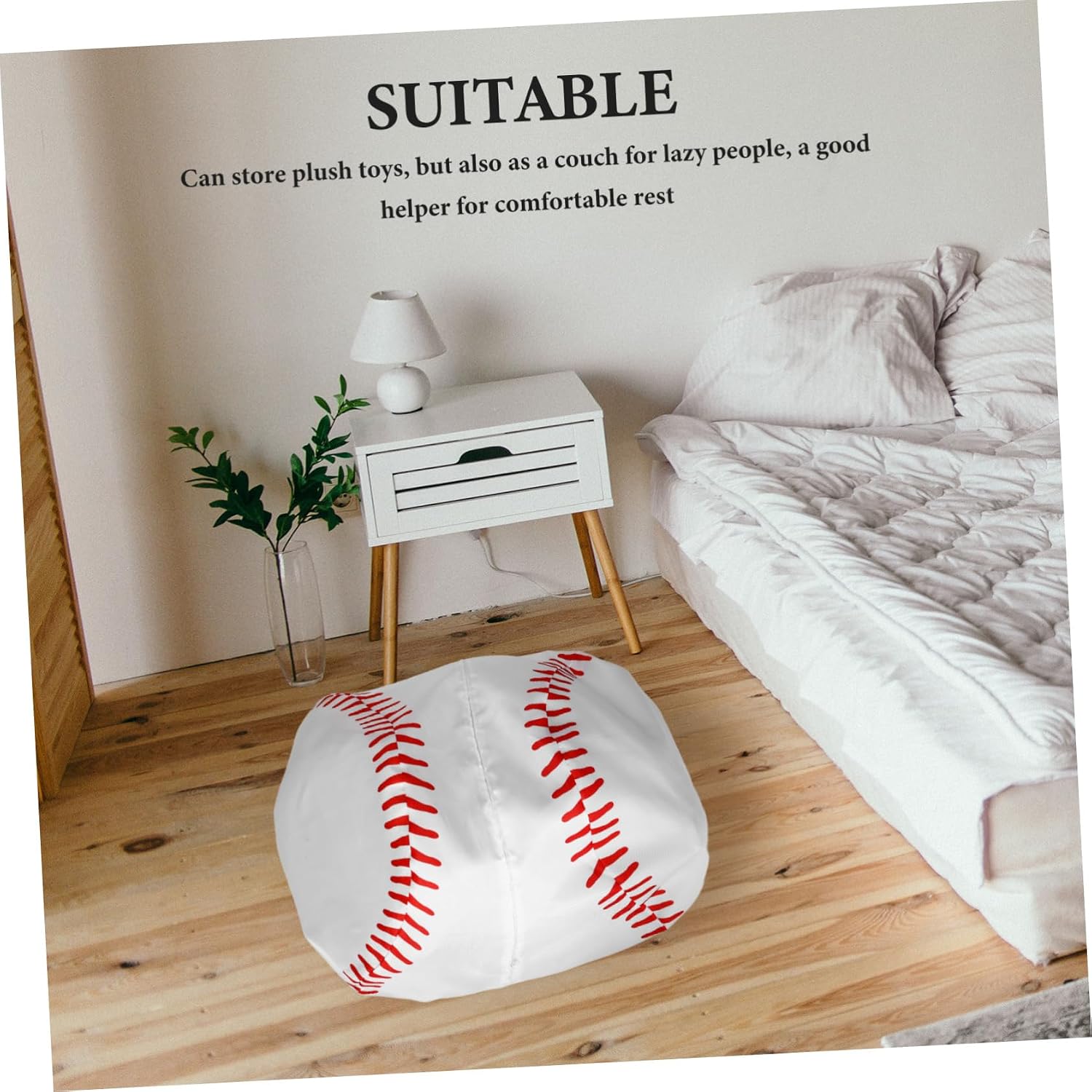 Baseball Pattern Stuffed Animal Storage Bag Portable Bean Bag Cover Replacement for Organizer for Plush Fun and Whimsical Design for Indoor Use