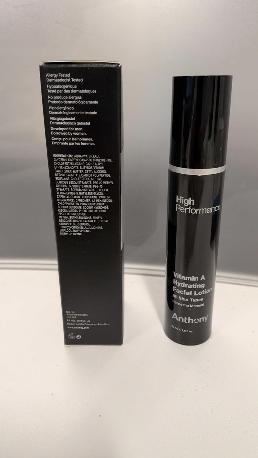 Anthony High Performance Vitamin A Treatment, Advanced Anti-Aging Face Cream with Shea Butter & Squalane, Anti-Wrinkle Moisturizer for Youthful Skin, Safe for Sensitive Skin, 1.6 Fl Oz