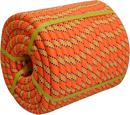 Miniatura 24 de Cuerda de poliéster doble trenzada (1/2 pulgada x 150 pies), cuerda de aparejo de arborista fuerte, 48 hebras para trabajo en árboles, escalada