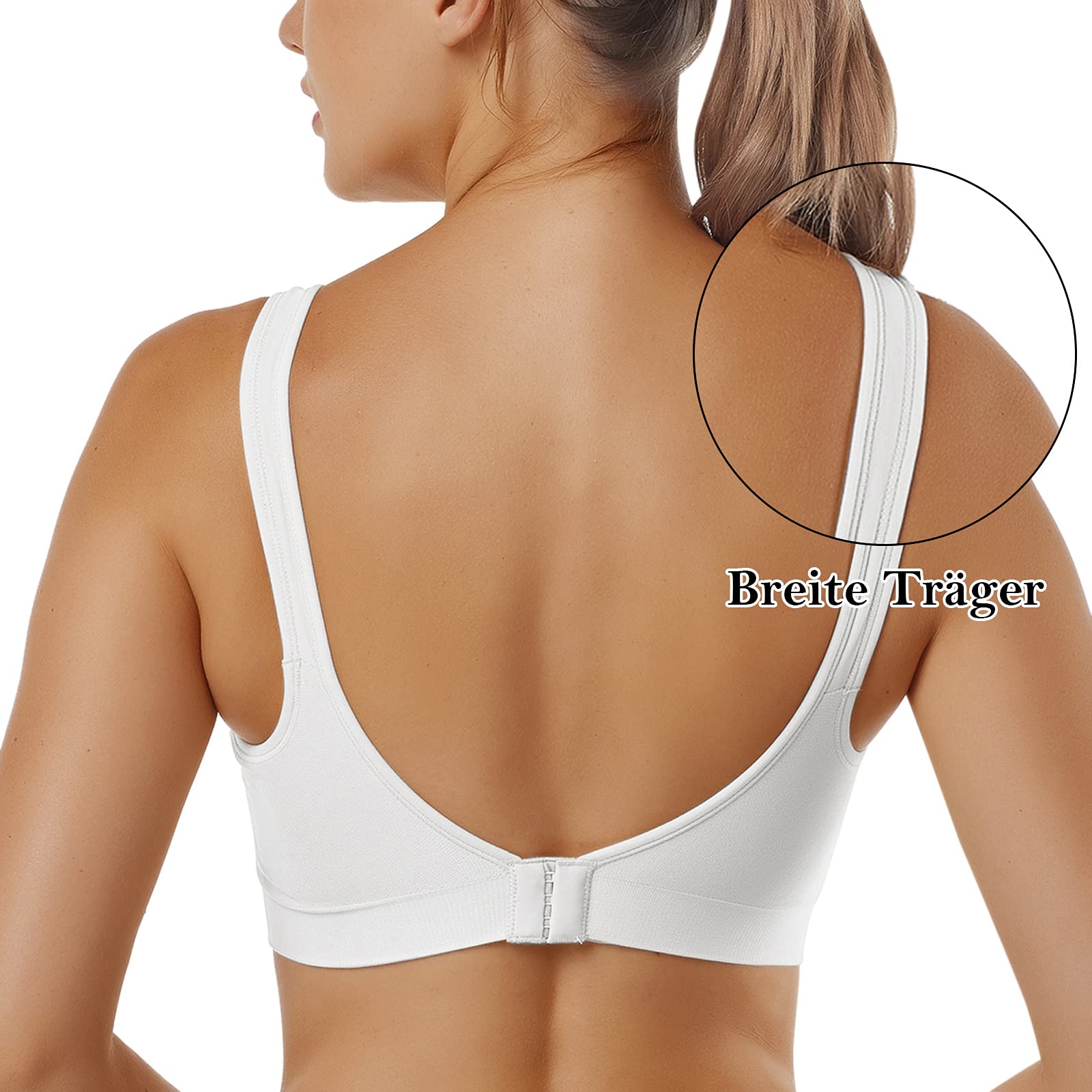 Vertvie Sujetador Deportivo Mujer 1/2/3 Piezas sin Aros con Almohadillas Sujetadores Cómodos para Diario Ejercicio Yoga Dormir(C-3*Blanco,L)