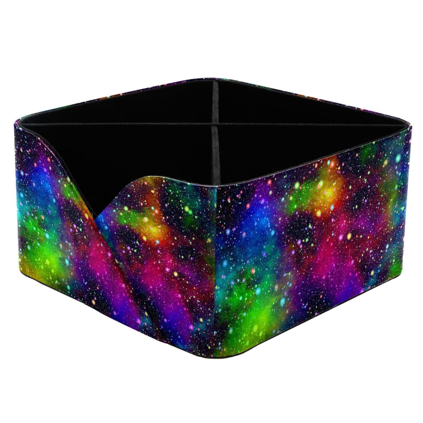 KengjuTesu Universe Galaxy Nebula Night Starry Sky in Rainbow Colors Desktop Organizer Pen Holder, Rectangular Pencil Cup for Office, Study and Makeup Stations