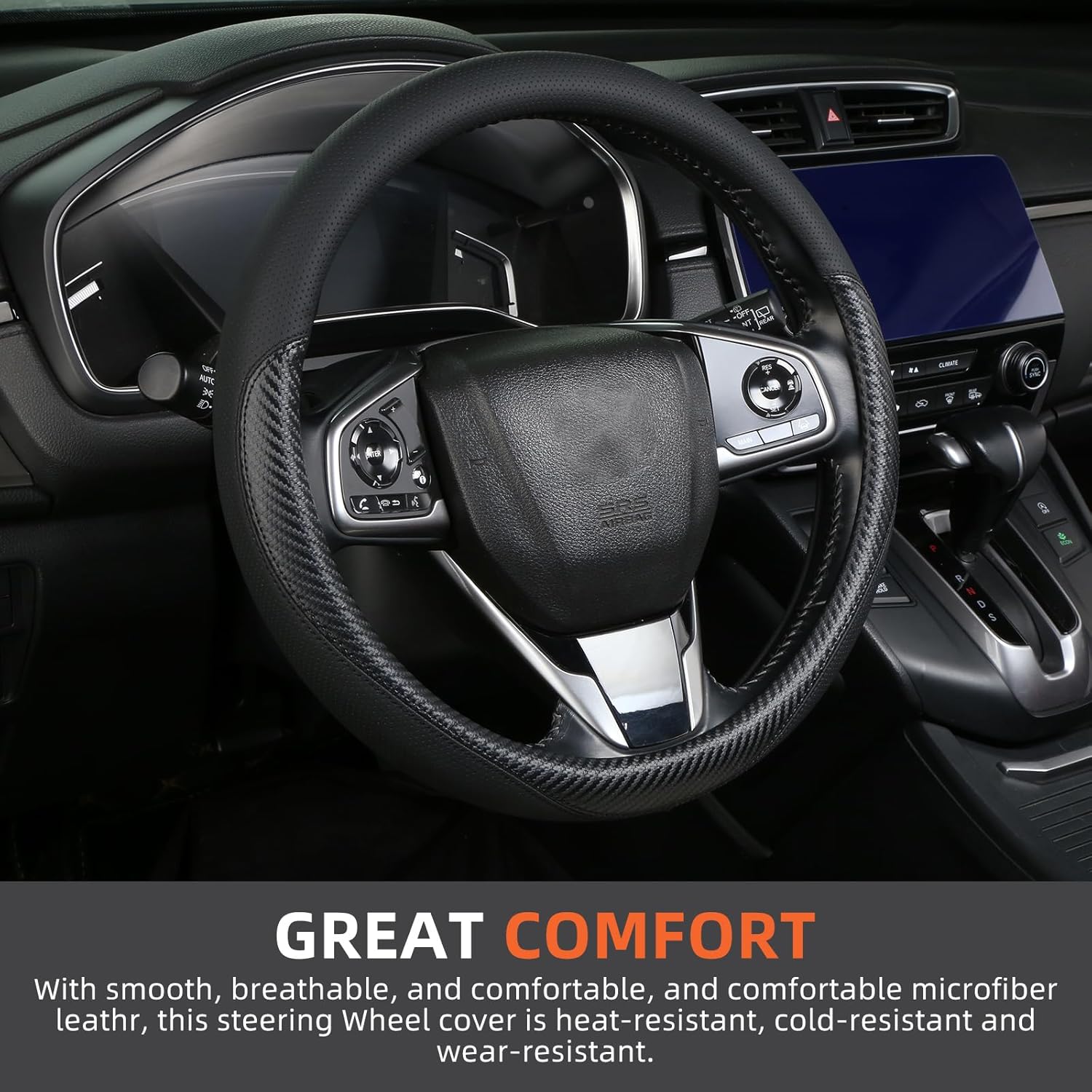 Leather Steering Wheel Cover Custom-Fit for Toyota, Comfort Grip Design Breathable and Non-Slip, Toyota Car Steering Wheel Protector for Women Men, Toyota Accessories,Black (B-Style, for Toyota)