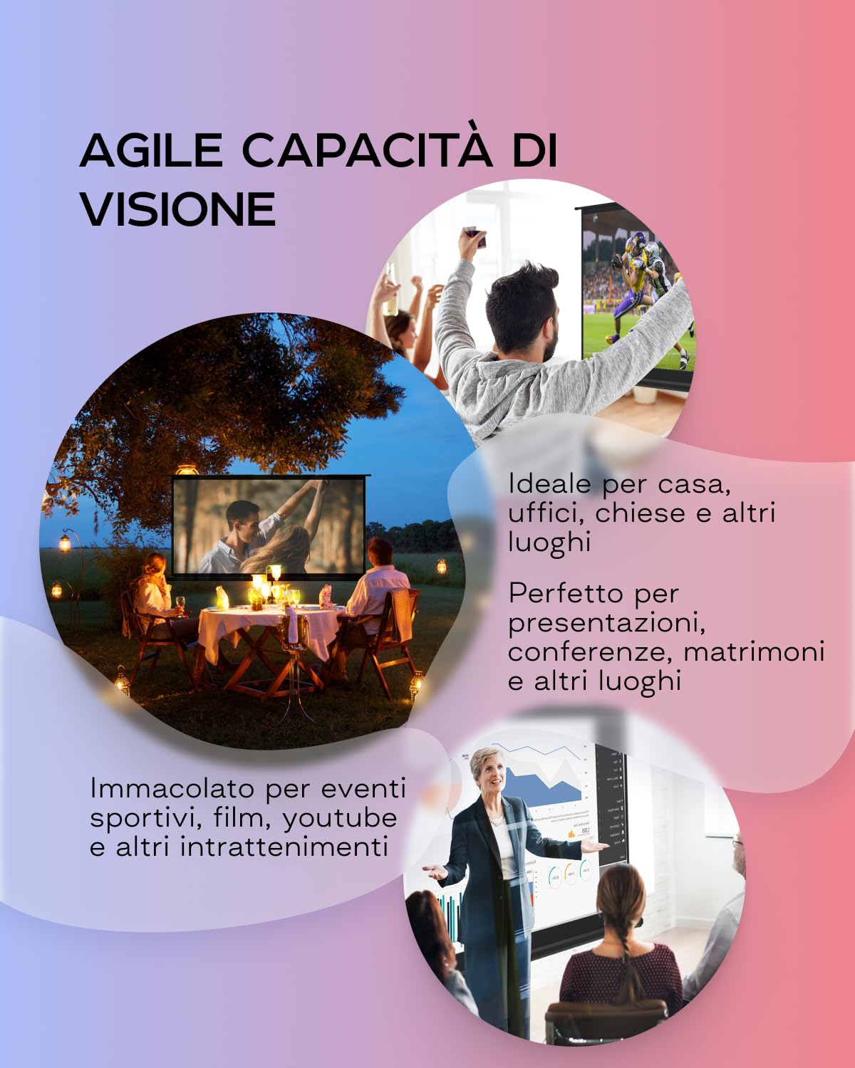 Telo Proiettore 100 Pollici - Porta il Cinema a Casa Tua con Questo Schermo per Proiettore da 16:9 Privo di Pieghe - Telo per Proiettore Portatile per Interni ed Esterni - Con Borsa e Treppiede