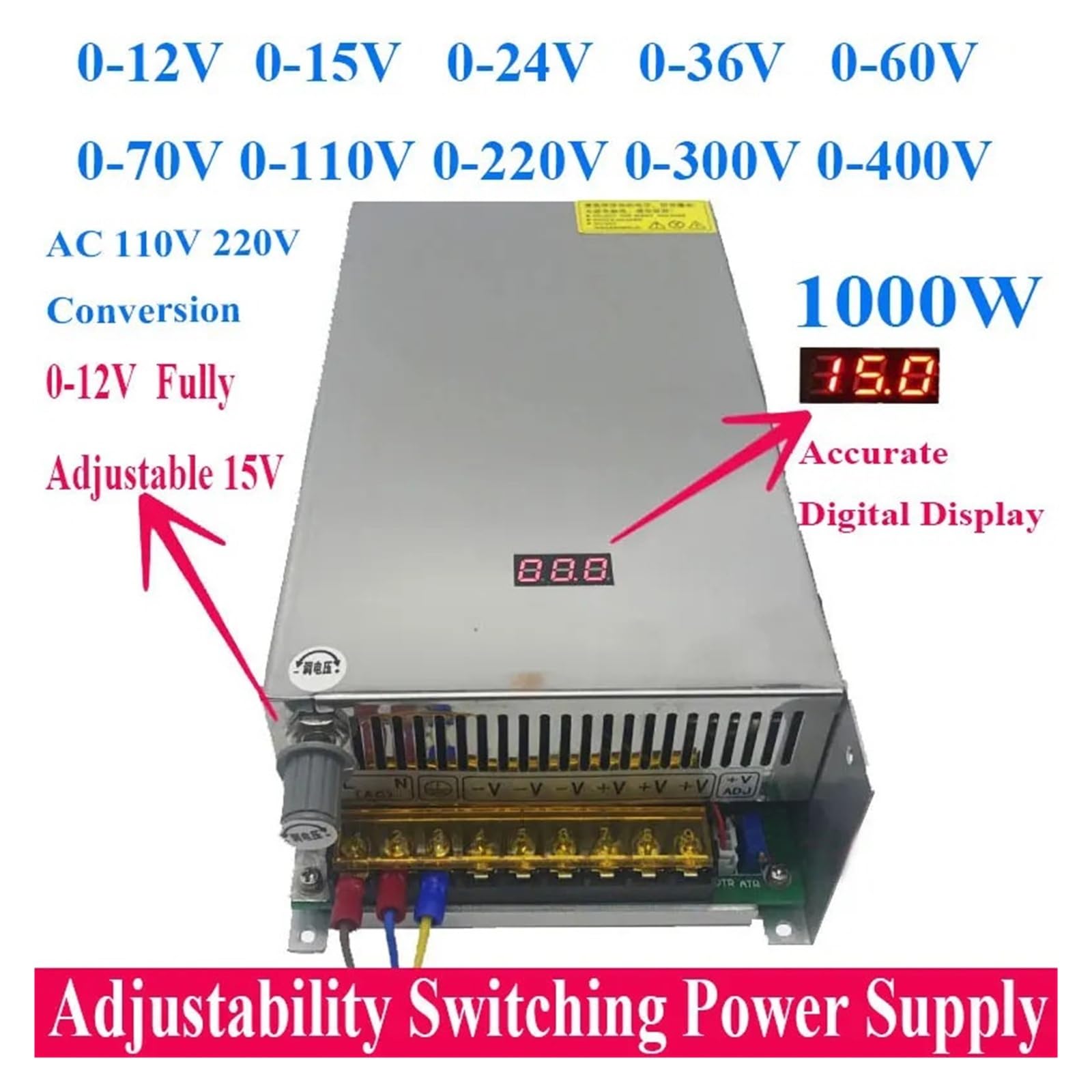 Regulowany Zasilacz Impulsowy 1000 W Od 0-12 V Do 400 V