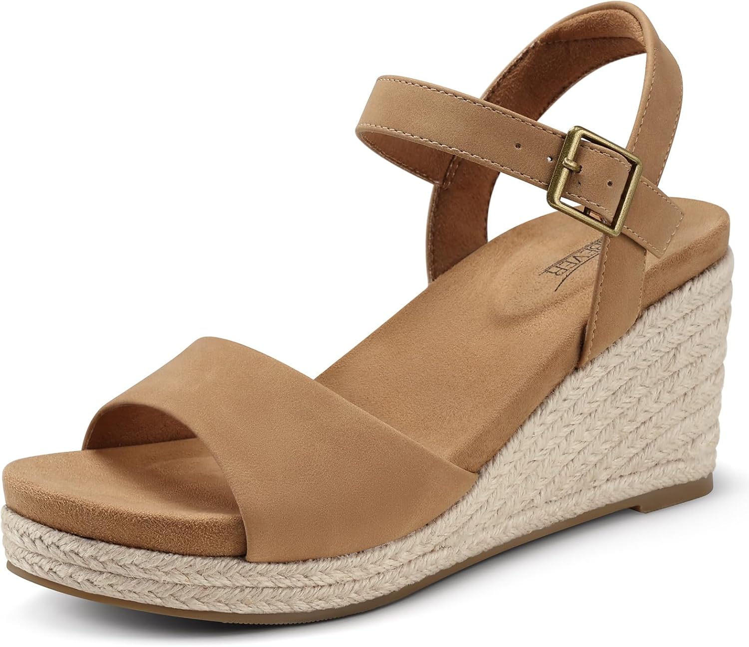 SHIBEVER Women's Wedge Platform Sandals: Espadrille Dressy Comfortable Summer Open Toe Ankle Strap Buckle Women Sandal