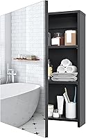 Choezon Black Wall-Mounted Bathroom Medicine Cabinet with Mirror & Adjustable Shelves - Space-Saving Storage Organizer