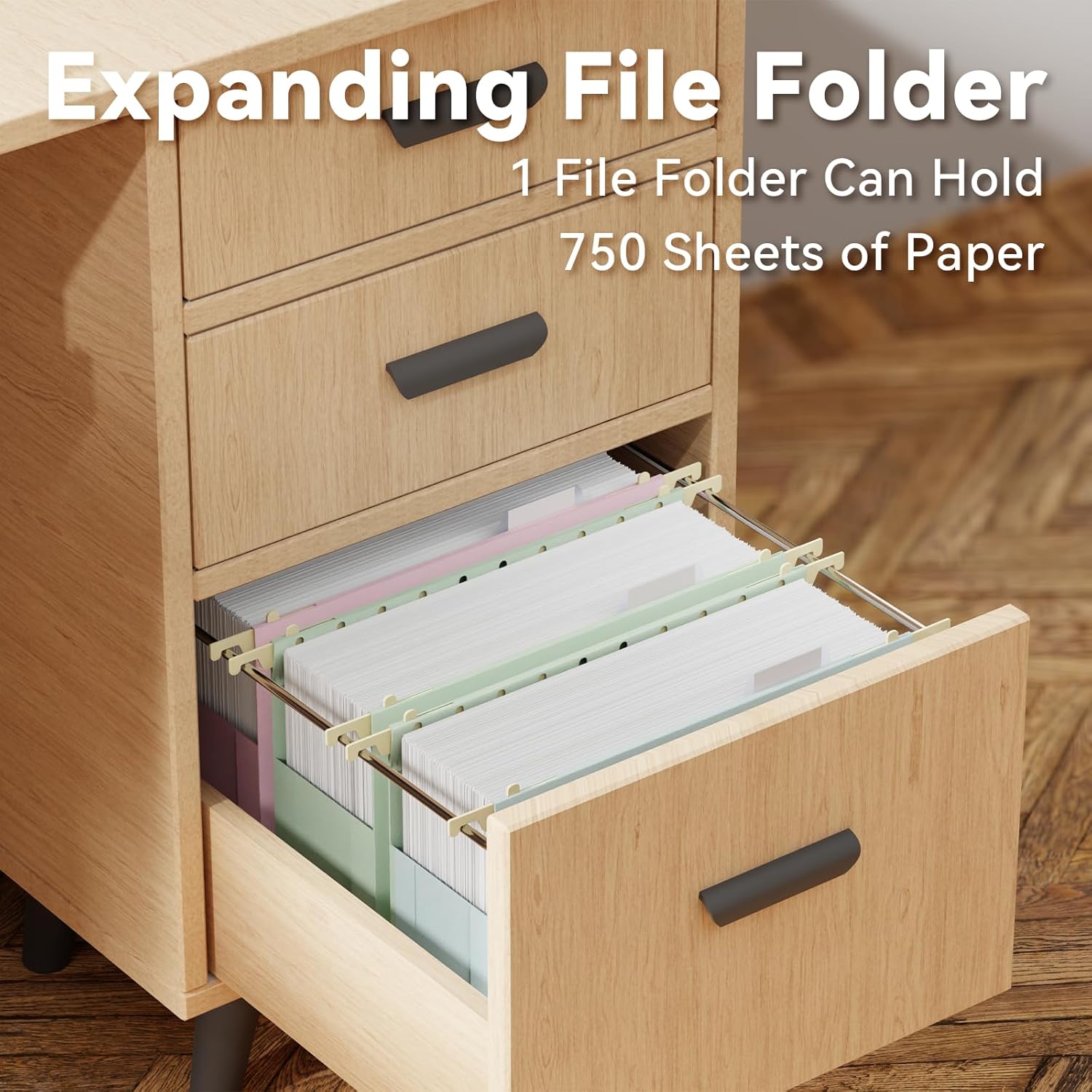Ansook Letter Size Hanging File Folders Extra Capacity, Heavy Duty 3" File Folders Hanging with Tabs,6 Pack Expanding Filing Cabinet Folders,File Frame Hanging File Organizer,Plastic File Box folders