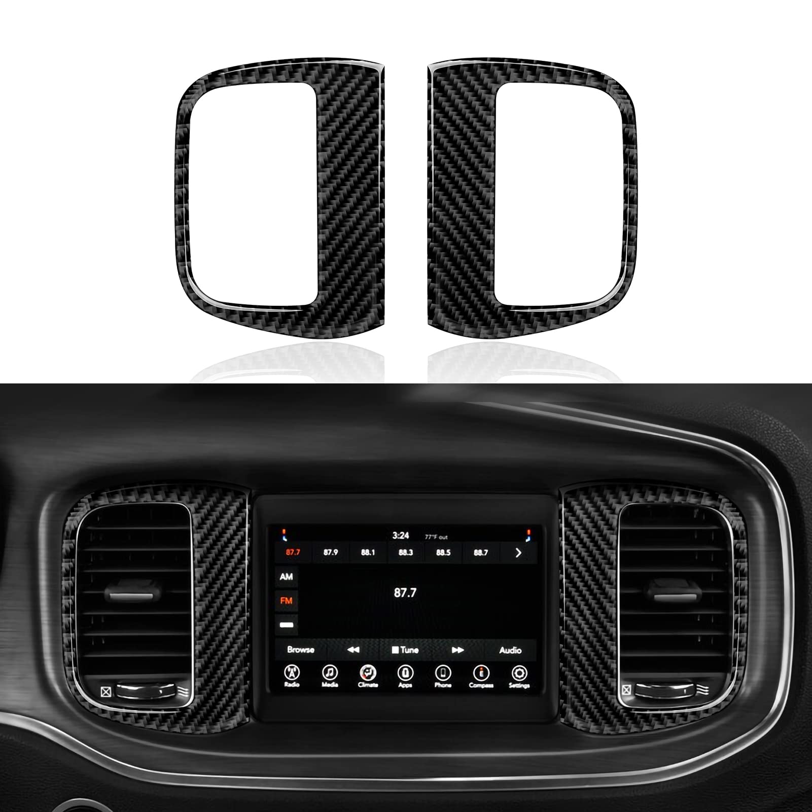 Car Center Air Vent A/C Outlet Cover Decals for Dodge Charger 2015-2023 Accessories Carbon Fiber Interior Stickers