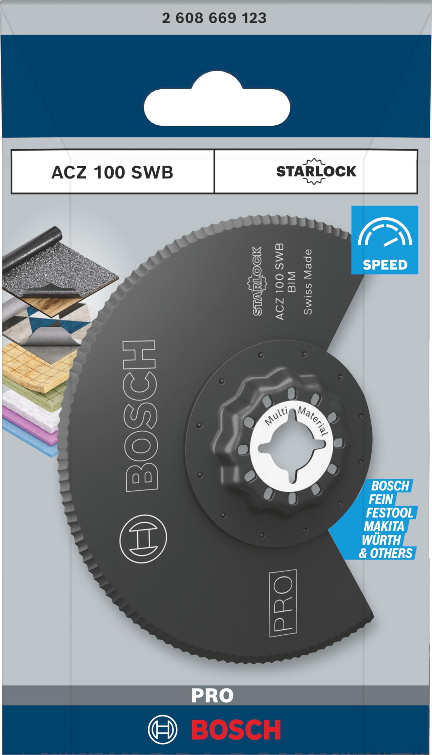 Bosch 1x Lame pour outil multifonctions PRO Multi Material ACZ 100 SWB (pour Feutre de toit, Polystyrène PS, Ø 100 mm, Professional Accessoire Outil multifonction)