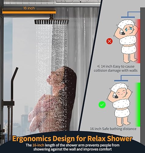 Miniatura 6 de SR SUN RISE Sistema de ducha de bronce aceitado, cabezal de ducha cuadrado de 10 pulgadas con cabezal de ducha de mano, cabezal de ducha de cascada,
