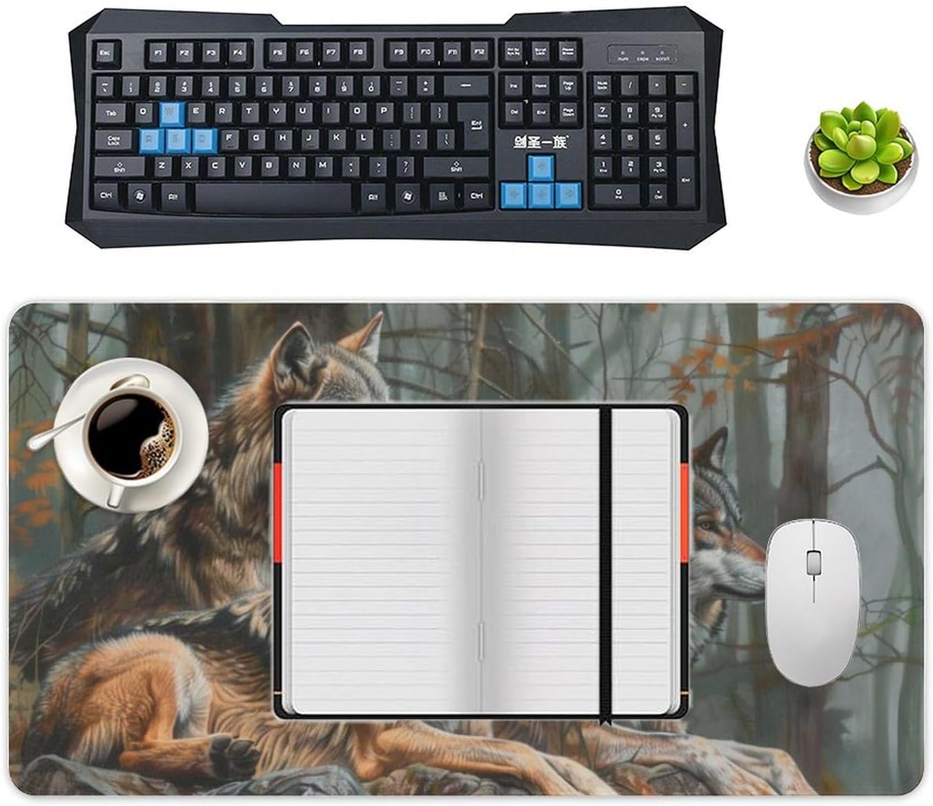 Gaming Mouse Pad Large Mousepad Animals Wolf Mountain Wolves Desk Mat Big Mousepad Extended Keyboard Computer Pad Office Desk Organizers and Accessories 40X75cm