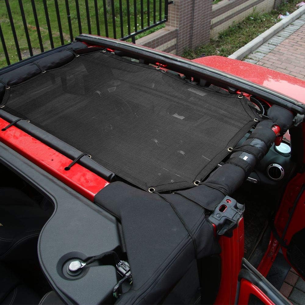 for Jeep JK Sunshade Mesh Top - JeCar Mesh Top Sun Shade JK Front Sunshade UV Protection for 2007-2018 Jeep Wrangler JK 2Door and 4 Doors