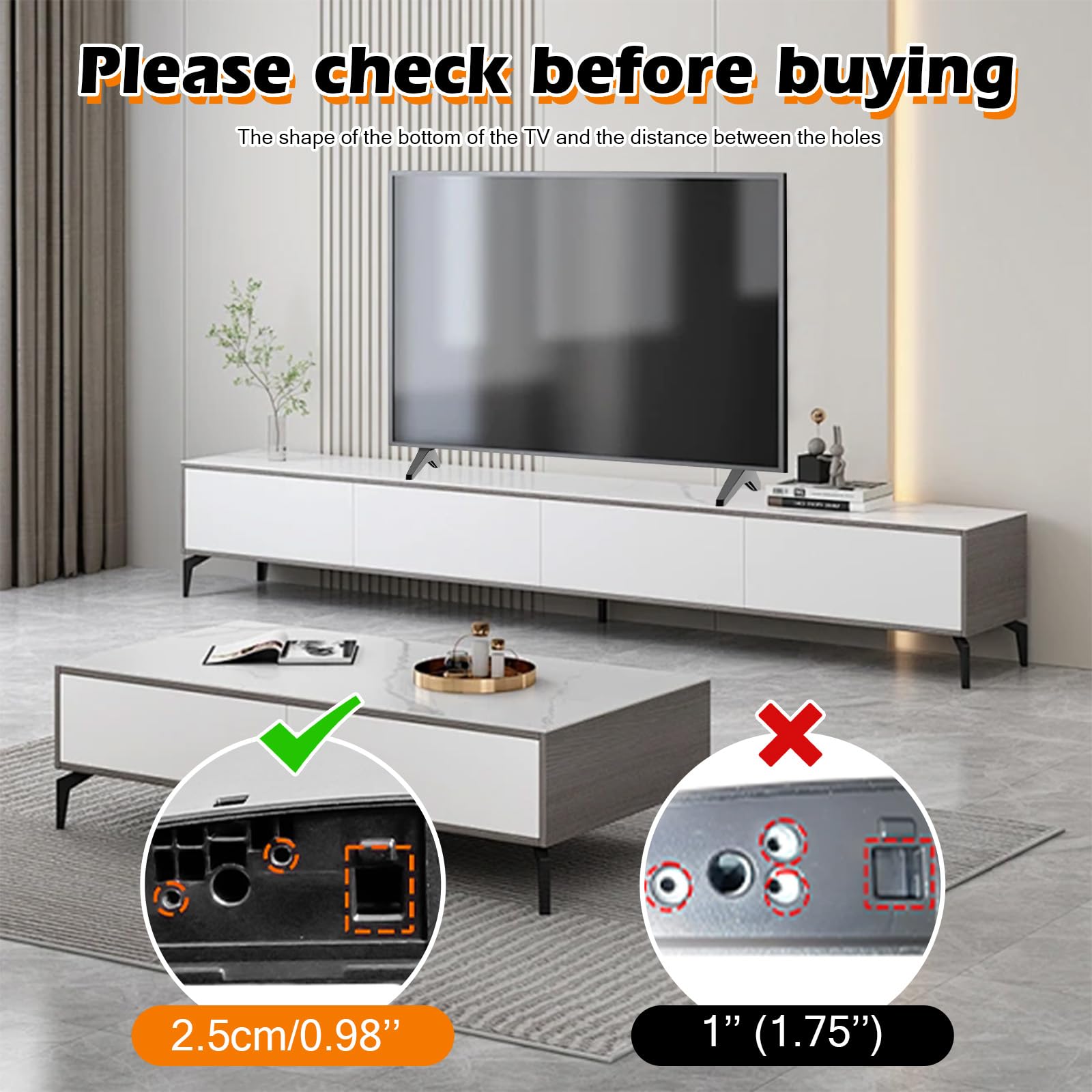 Pieds de Rechange pour TV LG,Support TV Compatible pour LG Support de Smart TV Pied de Tele avec Vis Support de Remplacement 49,50,55,Numéro de pièce: MAM649841 (49 50 55 Pouces)