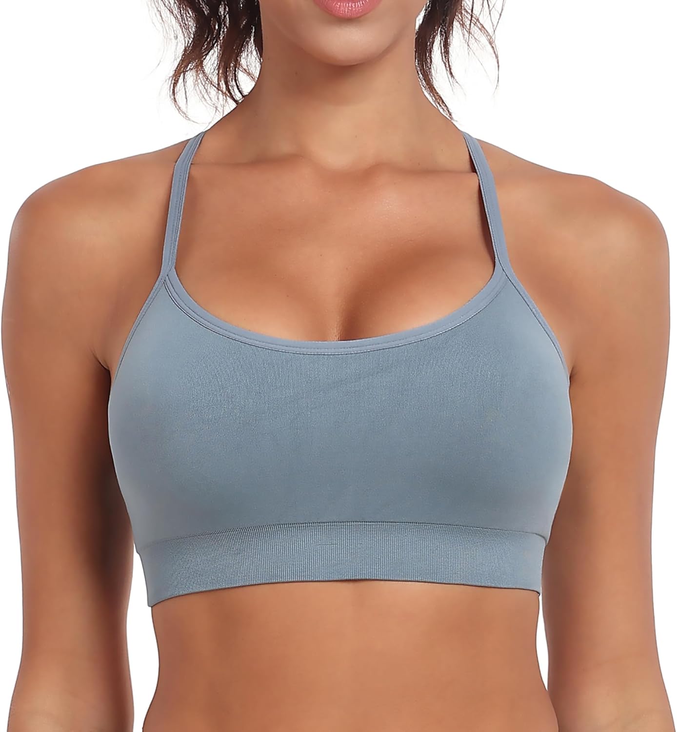 OBICUM Women's Y-Back Sports Bra - Light Support Yoga Bra Removable Padded Spaghetti Straps for Low-Impact Workouts - Image 2