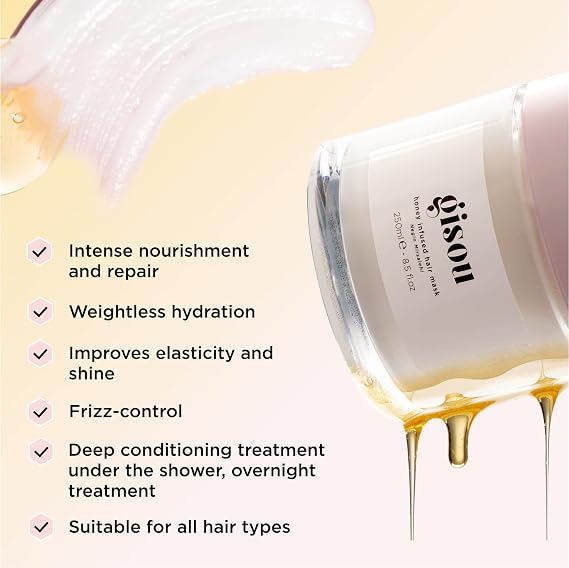 Gisou Honey Infused Hair Mask Travel Size to Hydrate and Repair for Softer, Stronger, More Manageable Hair, Mini TSA-Approved Mask (2.5 fl oz)