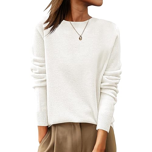 ANRABESS Womens 100% Wool Sweaters Crewneck Long Sleeve Work Business Casual Basic Sweater Tops 2025 Fall Outfits