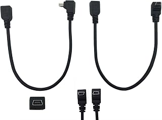 CERRXIAN 9Inch Mini USB Cable Combo Mini USB Female to Up Angle & Down Angle Male Data Sync and Charge Extension Cable (Black)(2-Pack) UD
