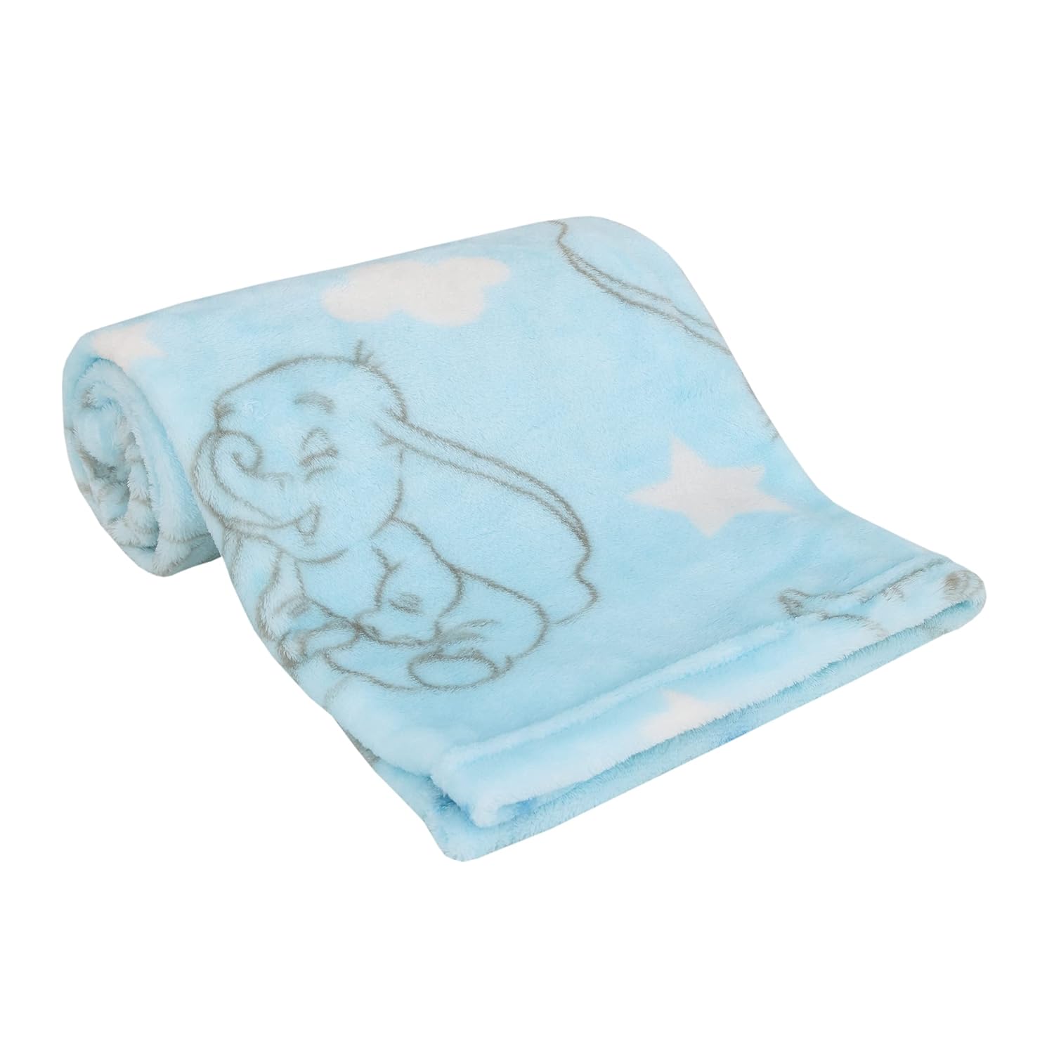 Disney Dumbo Pastel Blue, Grey & White Clouds & Stars Super Soft Baby Blanket, Light Blue, Grey, White : Baby