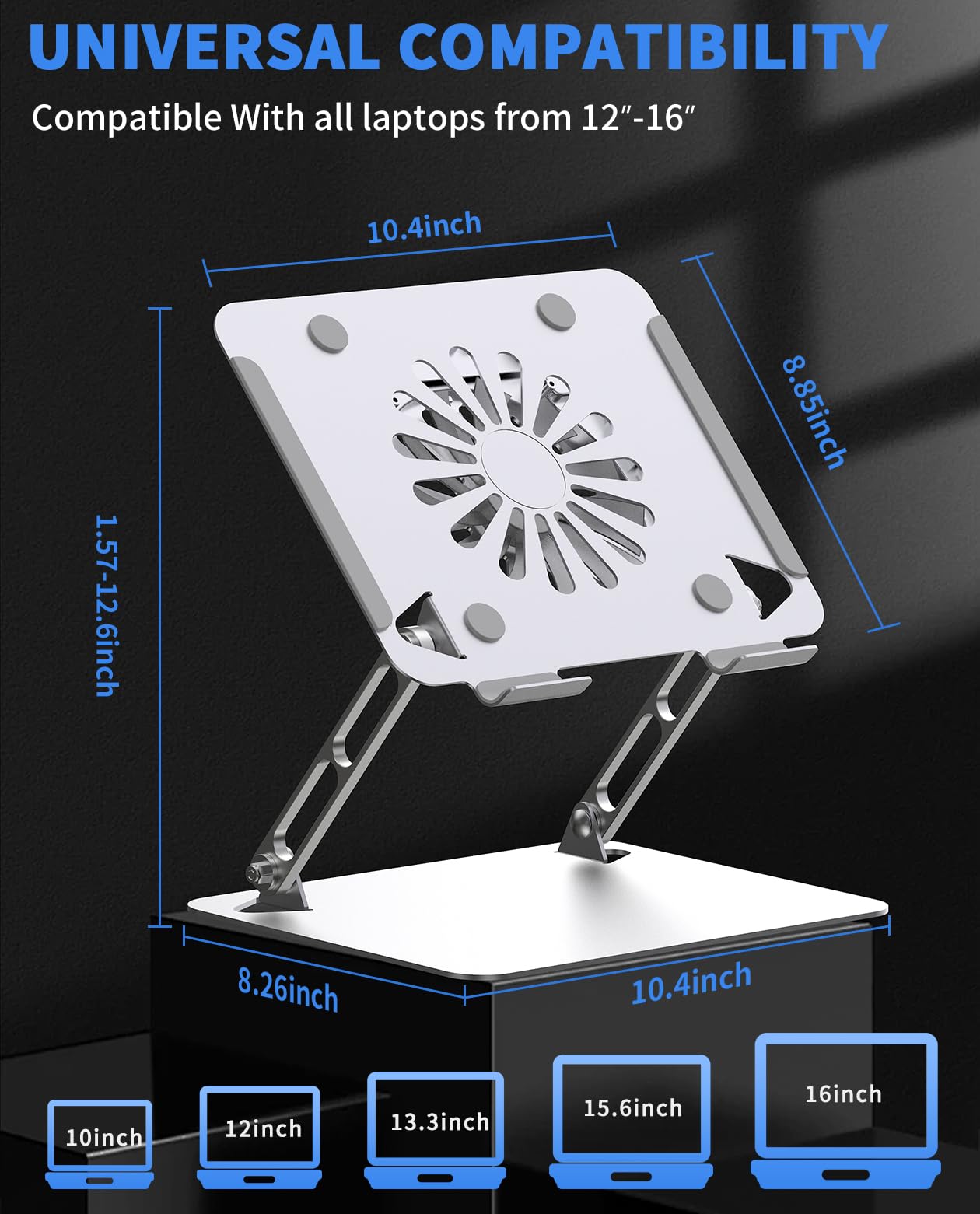 SOUNDANCE Tappetino di raffreddamento per laptop con ventola a basso rumore e hub USB 3.0, dispositivo di raffreddamento ventilato per prevenire il surriscaldamento, supporto ergonomico regolabile per