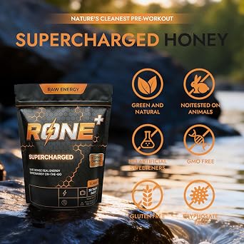 Rone Honey Packets 100% Pure Natural Honey with Lions Mane Mushroom & Himalayan Pink Salt Energy, Focus & Daily Hydration Support 20 Pack
