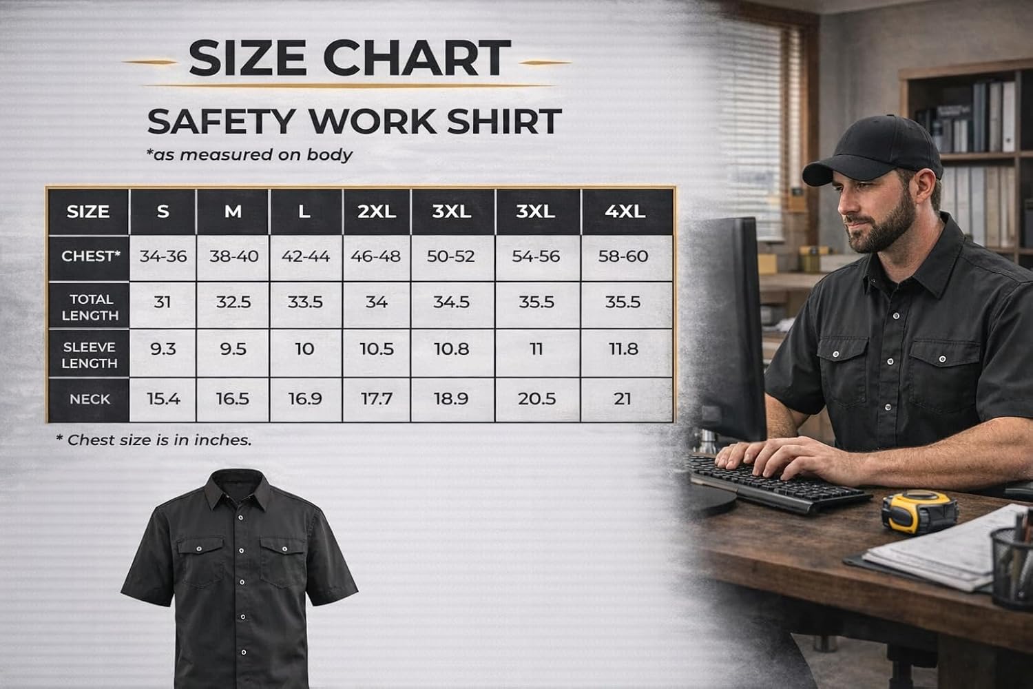 Men's Industrial Premium Work Shirt, Regular Fit, Short Sleeve