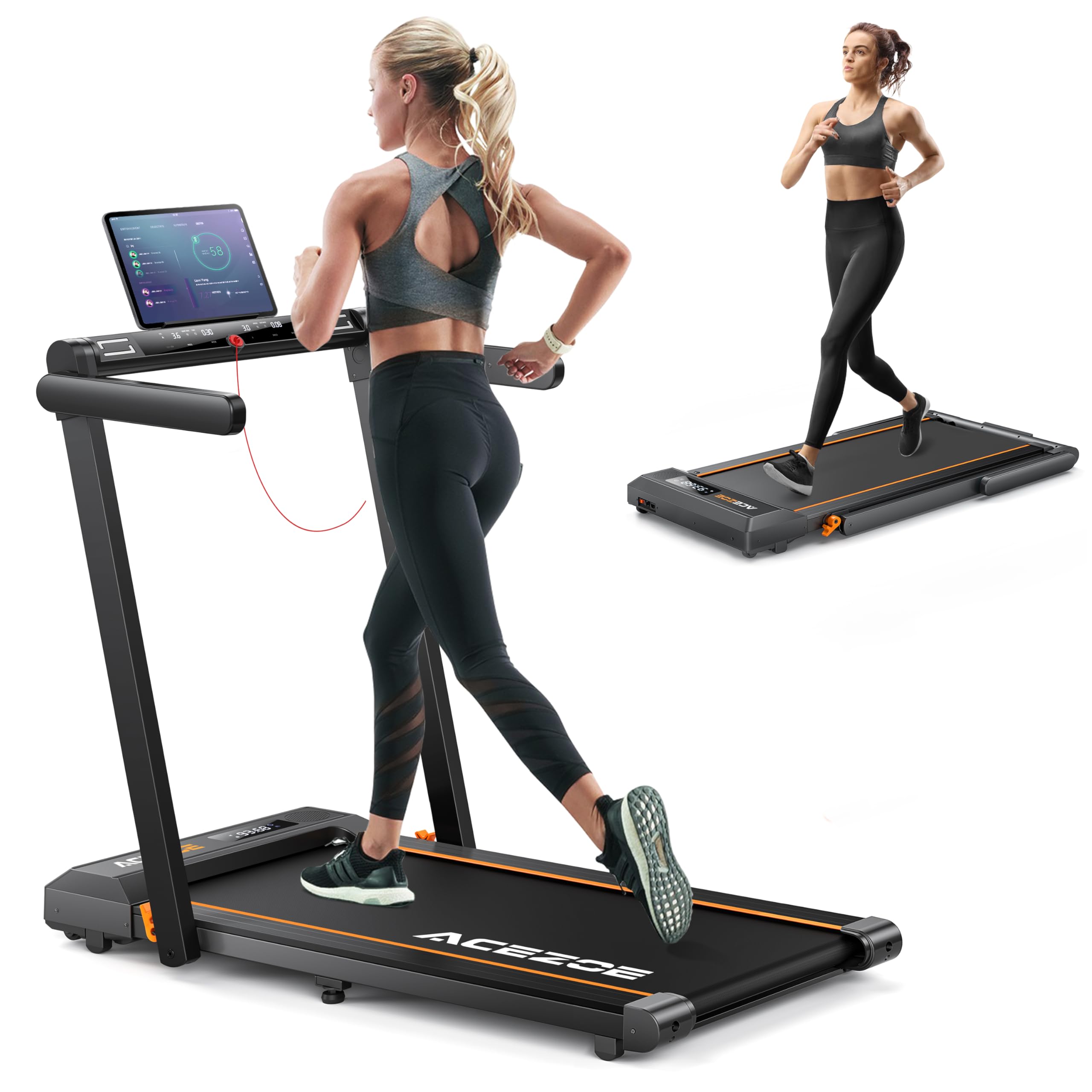 Photo 1 of Acezoe Foldable Treadmill with Handle Bar, 2.5HP Treadmills for Home, Under Desk Treadmill with 300LBS Capacity, Walking Pad with Speaker, APP/Remote Control