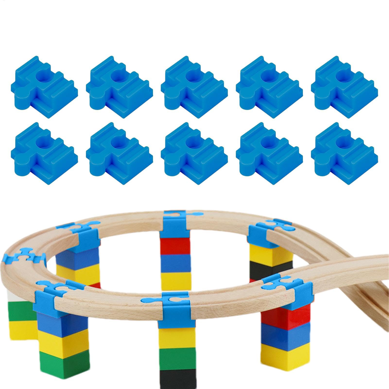 10 Pieces Train Track Connectors, Wooden Train Track Connectors Coupling Block, Toy Train Track Adapter, Wooden Train Track Accessories, For Kids Aged Over 3 Years Old