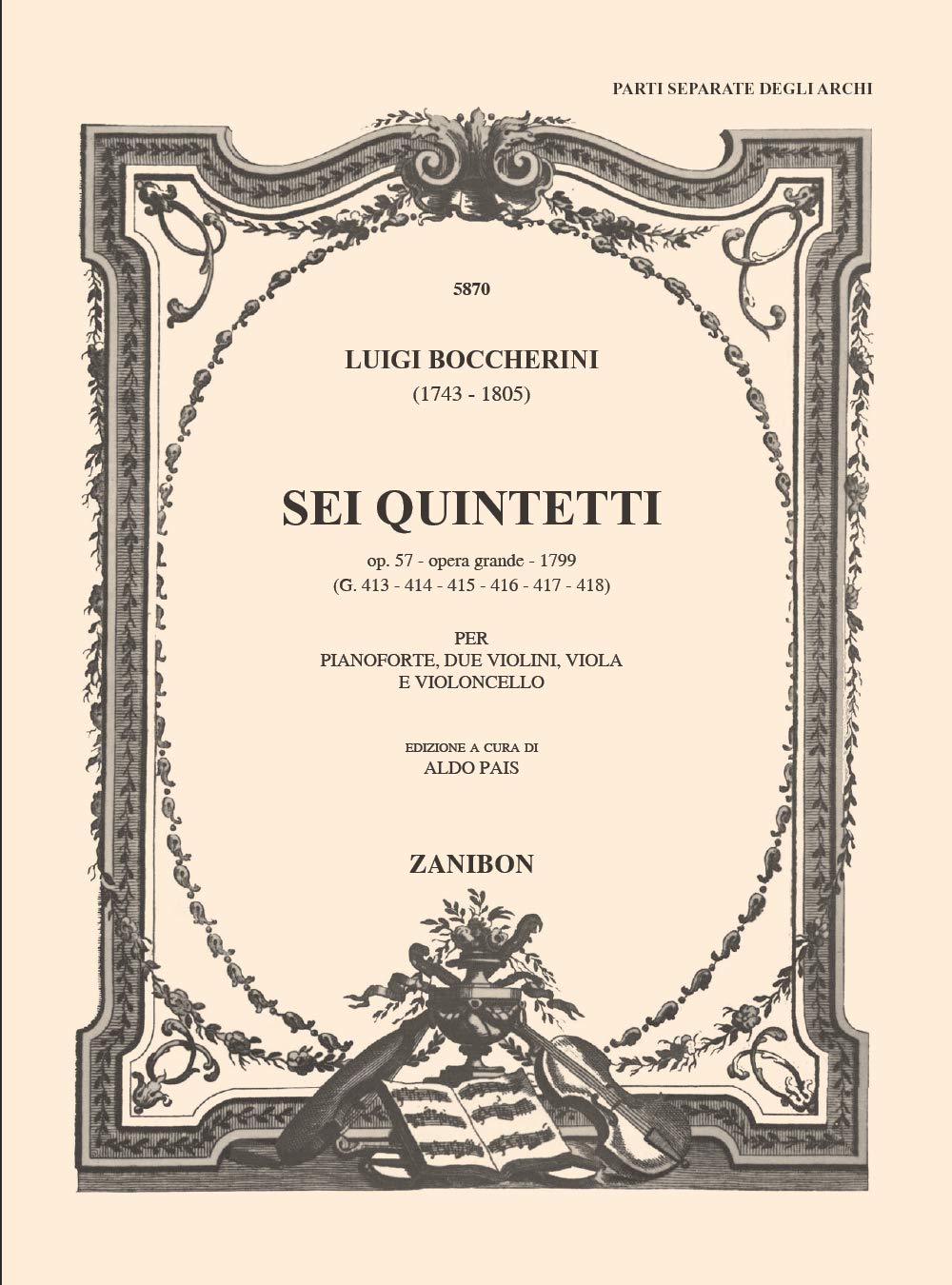 Partitions classique RICORDI BOCCHERINI L. - SEI QUINTETTI, OP. 57 - 2 VIOLONS, ALTO, VIOLONCELLE ET PIANO Ensemble à cordes      Paperback