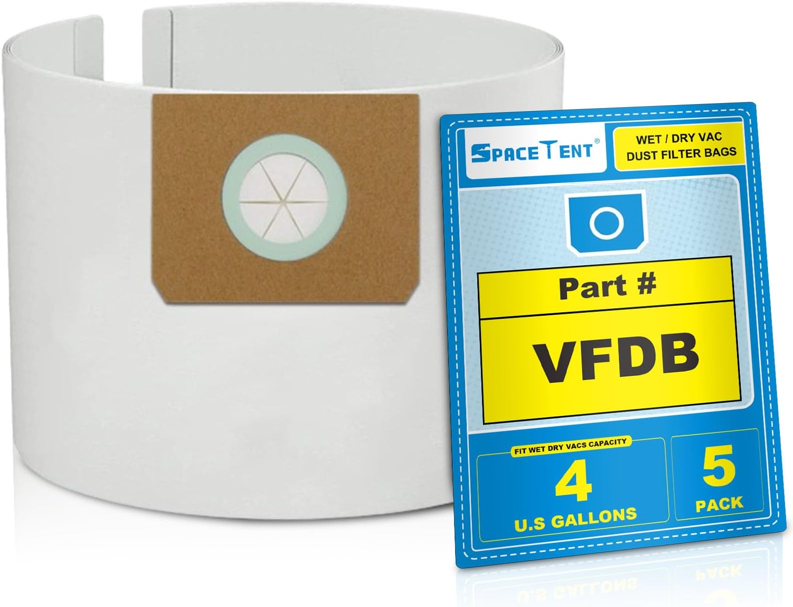 9 Pack VFDB Standard Dust Filter Bags for Vacmaster 4 Gallon Wer/Dry