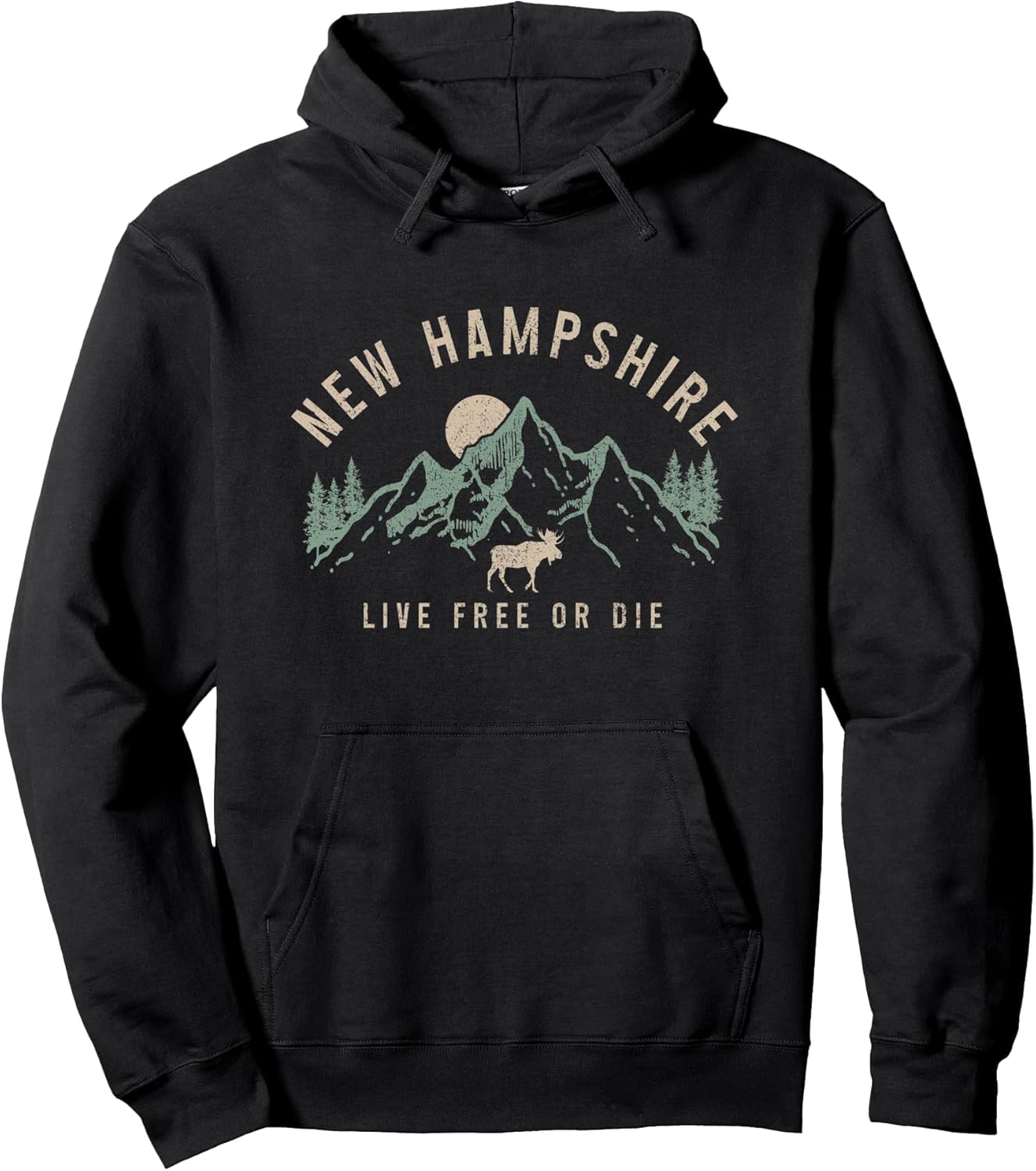 New Hampshire Vintage Pride Mountains Moose Pullover Hoodie
