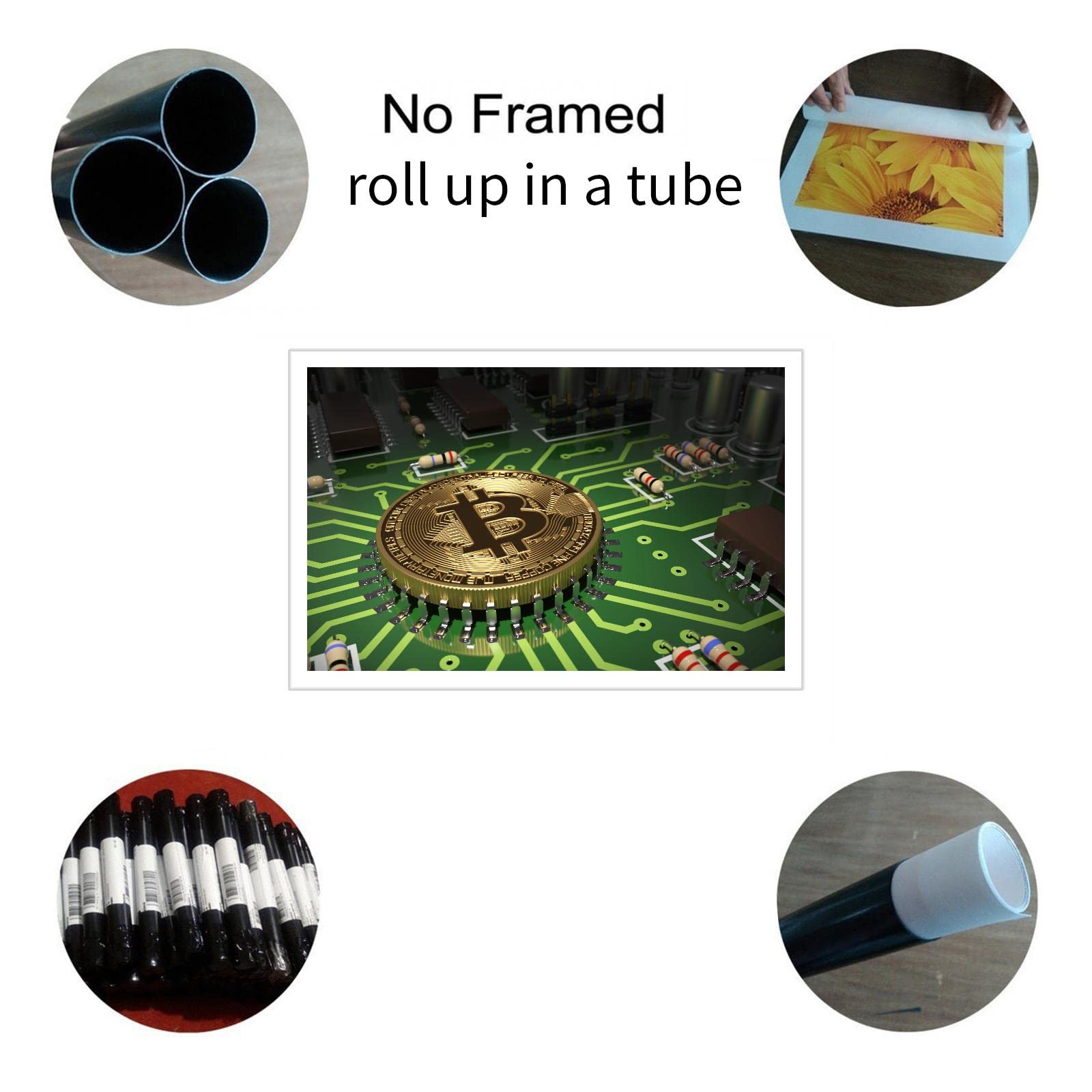 Bitcoin Digital Art wallartfor bathroom 1 panels Decorations Unframed  36