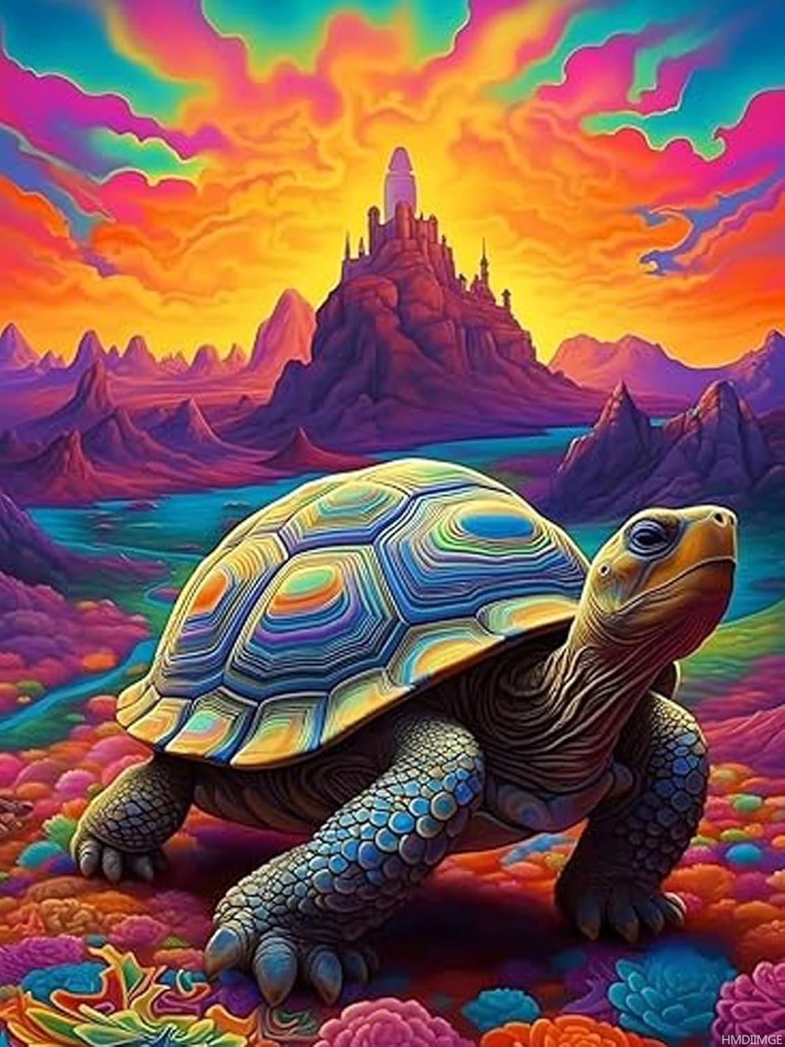 HMDIIMGE Colorful Painted Tortoise Ocean Diamond Painting Kits for Adults Diamond Painting 5D Diamond Art Kits for Adults Gem Art Full Drill Diamond Dots for Adults Party Favor Supplies 12x16 inch