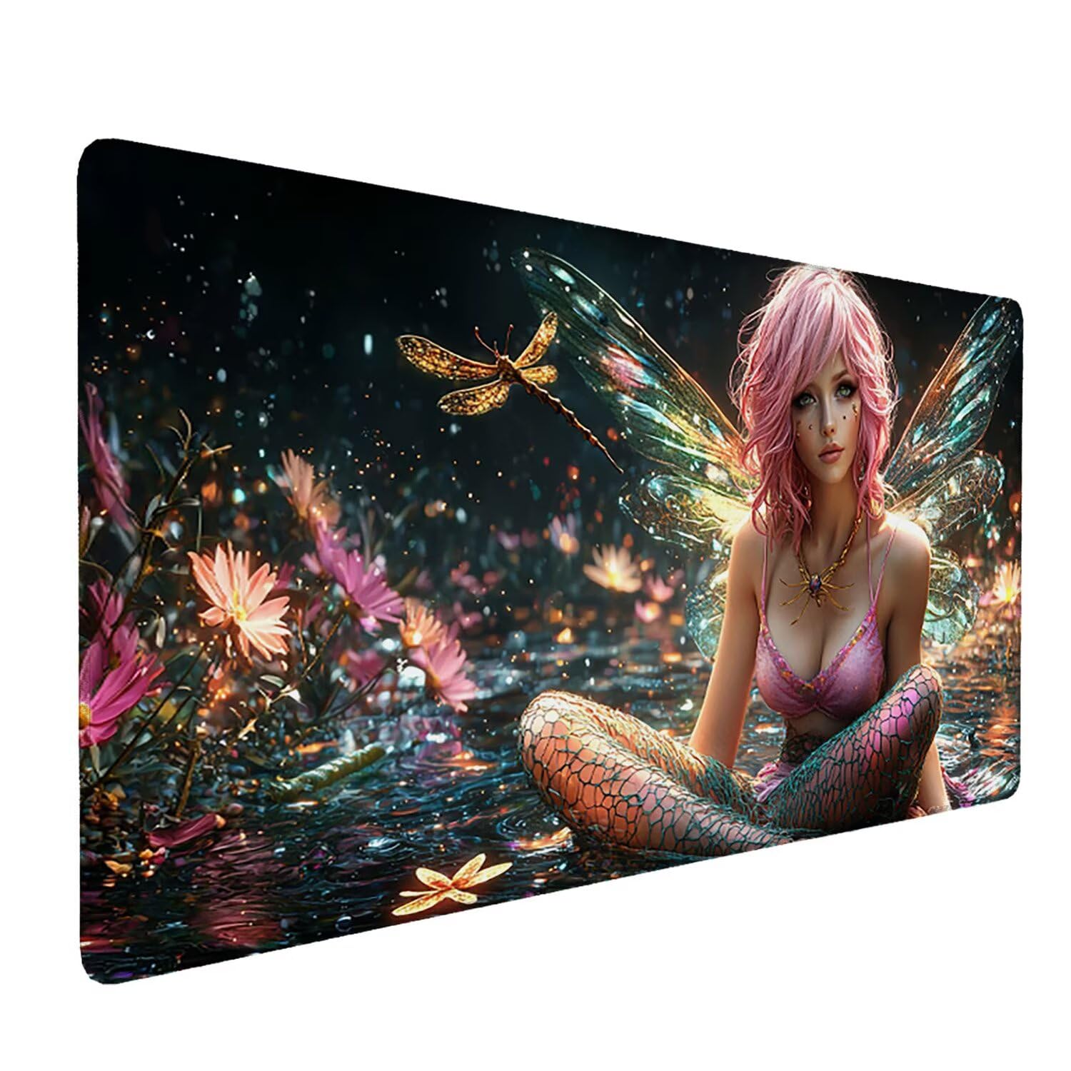 Podkładka pod mysz dla graczy XXL 1600 x 800 mm - duża podkładka pod mysz biurową - Poprawia szybkość i precyzję - stabilne trzymanie, zmywalna, podkładka na biurko do biurka (udane elfy) G-892