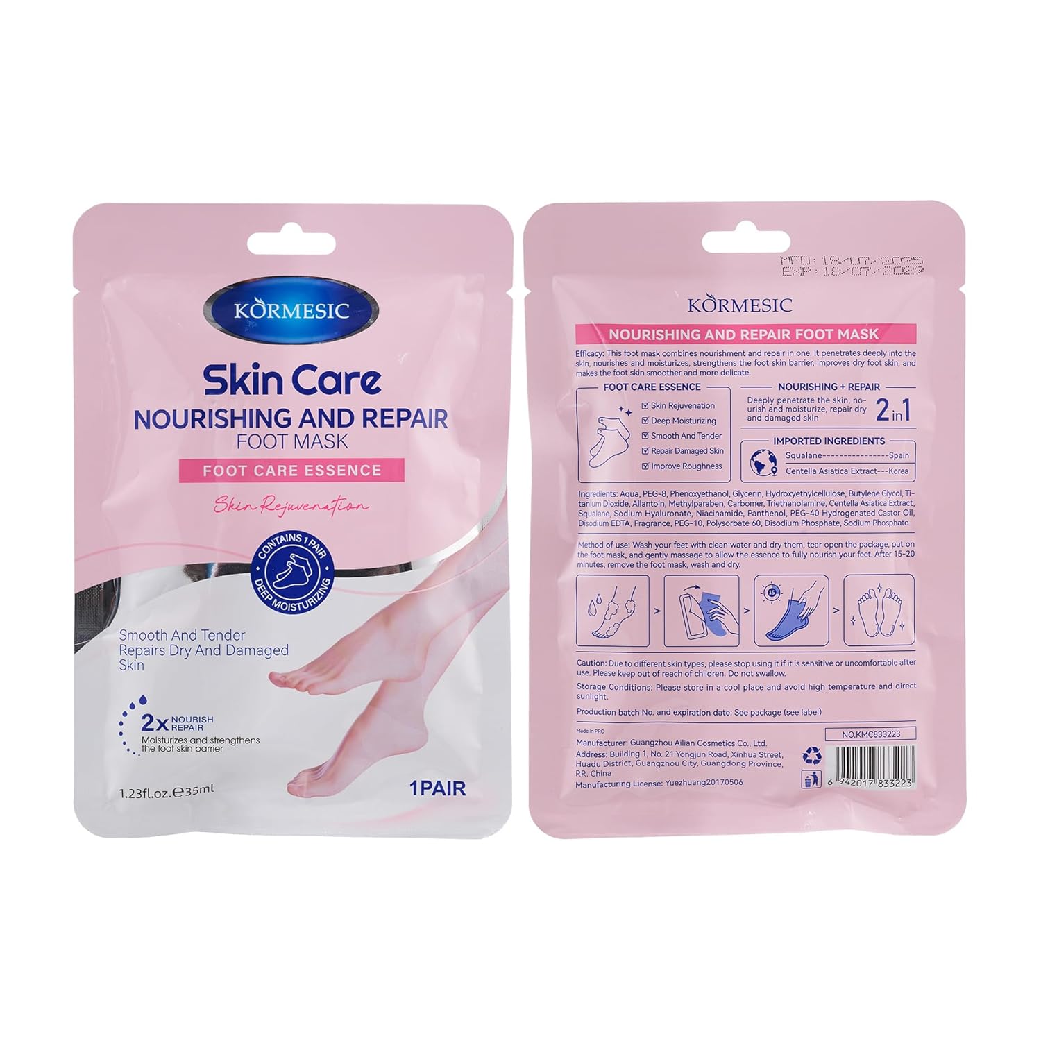 Foot Peel Mask – Foot Peeling Mask for Soft & Smooth Feet – Removes Dead Skin, Cracked, Calluses – Feet Masks for Men & Women, 5PCS