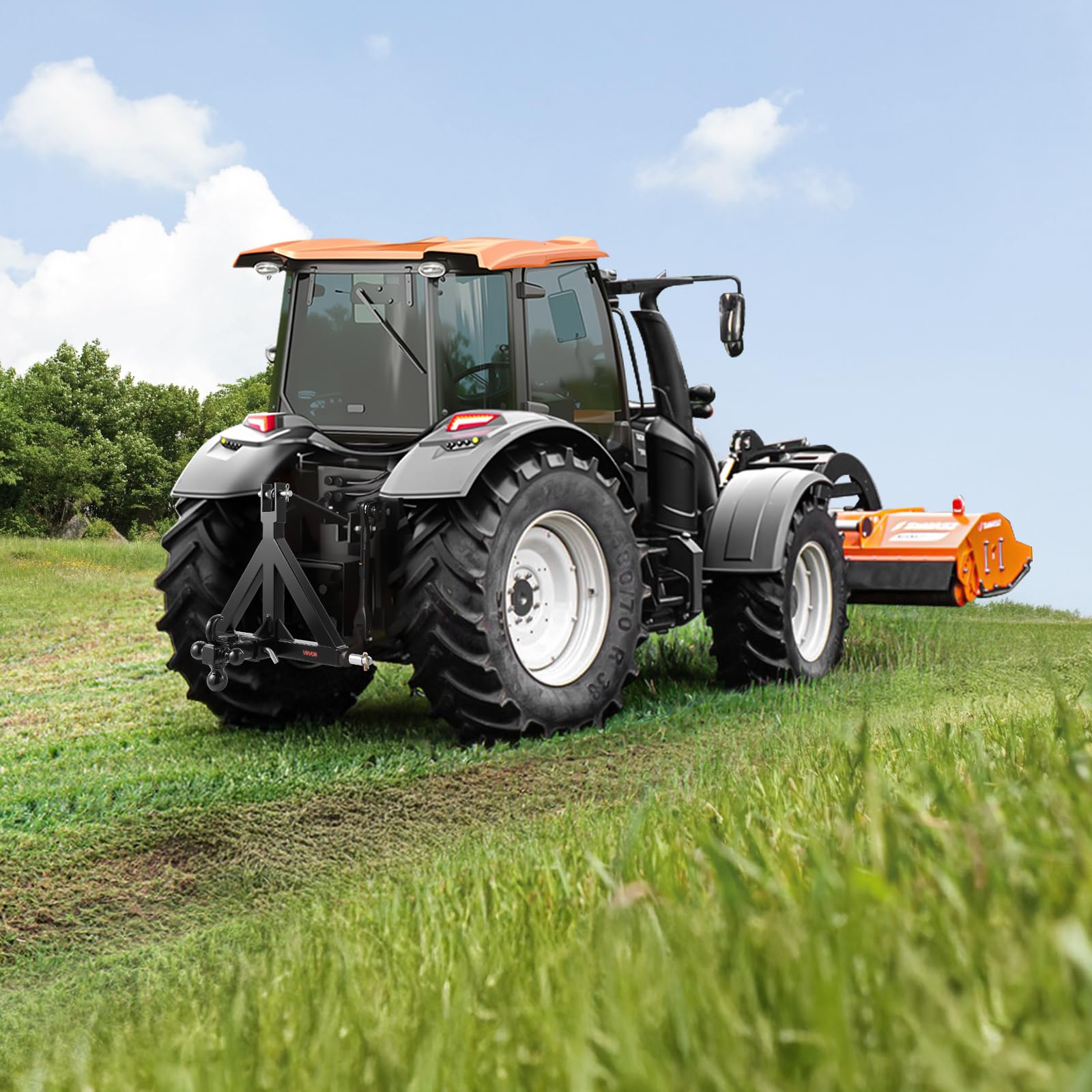 VEVOR Attacco per Rimorchio a 3 Punti con Ricevitore da 50,8 mm, Attacco a 3 Punti con 3 Sfere per Rimorchio, Adattatore per Barra di Traino per Trattore, Compatibile con Kubota, Mahindra, Ford