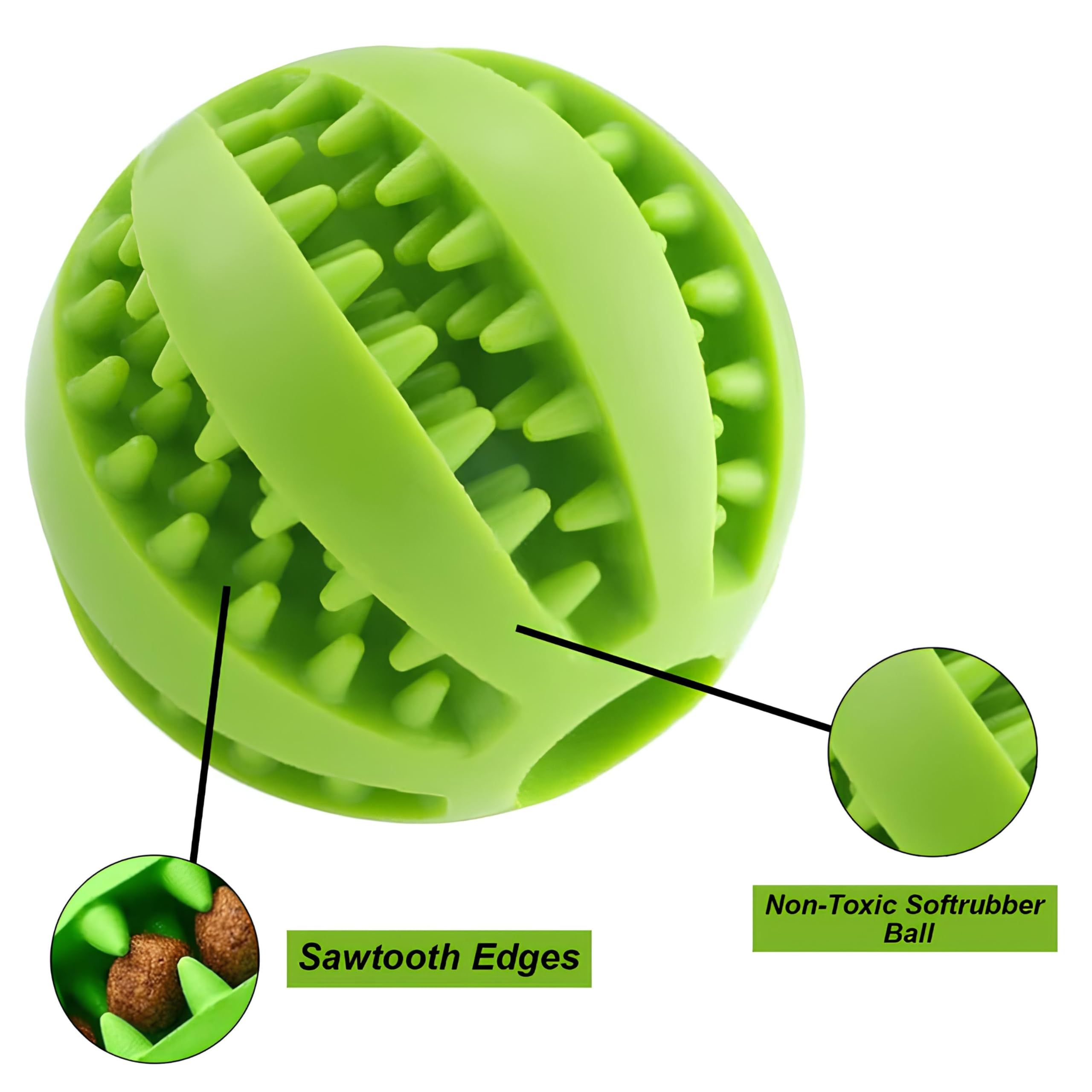 Estrico 2x Dog Ball Toy Interactive Soft Dental Chewing Rubber Puppy Teeth Cleaning Healthy Gums Playing Ball Fetch Toy For Cats And Dogs 7cm - Image 2