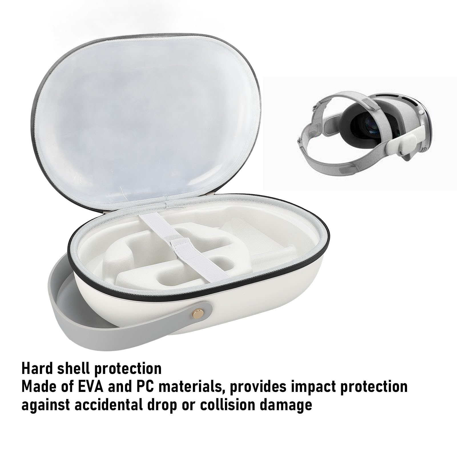 Hartschalen Tragetasche, Kompatibel mit Vision Pro VR Gaming Headset Zubehör, Harte Reisetasche mit Transparenter Schale für Vision Pro, Staub- und Wasserabweisendes Eva PC