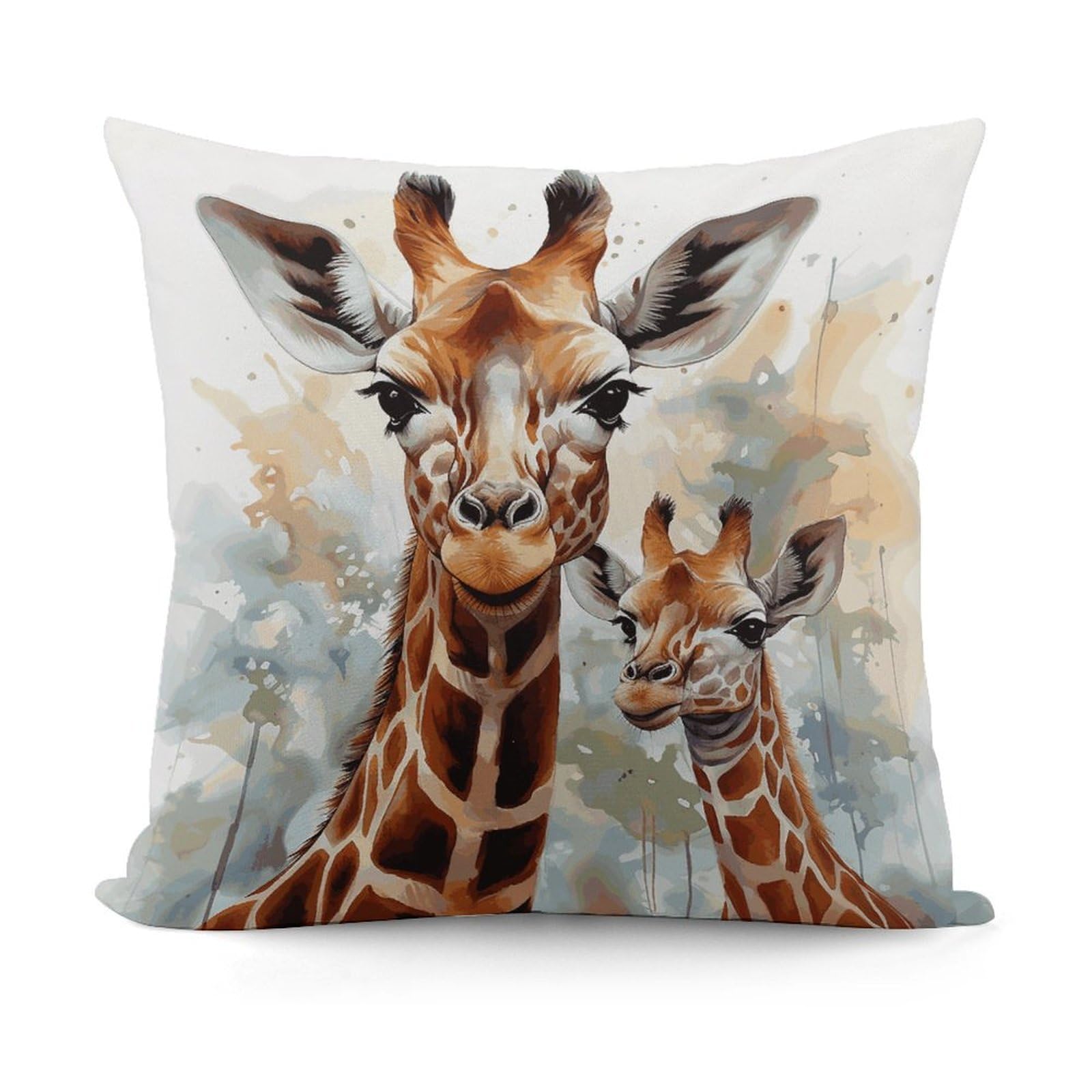 VstaDank Watercolor Deer Giraffe Throw Pillow Covers 18x18 Inch Soft Couch Home Decor Cushion Cover Comfortable Plush Square Cushion Case Farmhouse Decorative Pillowcase for Living Couch