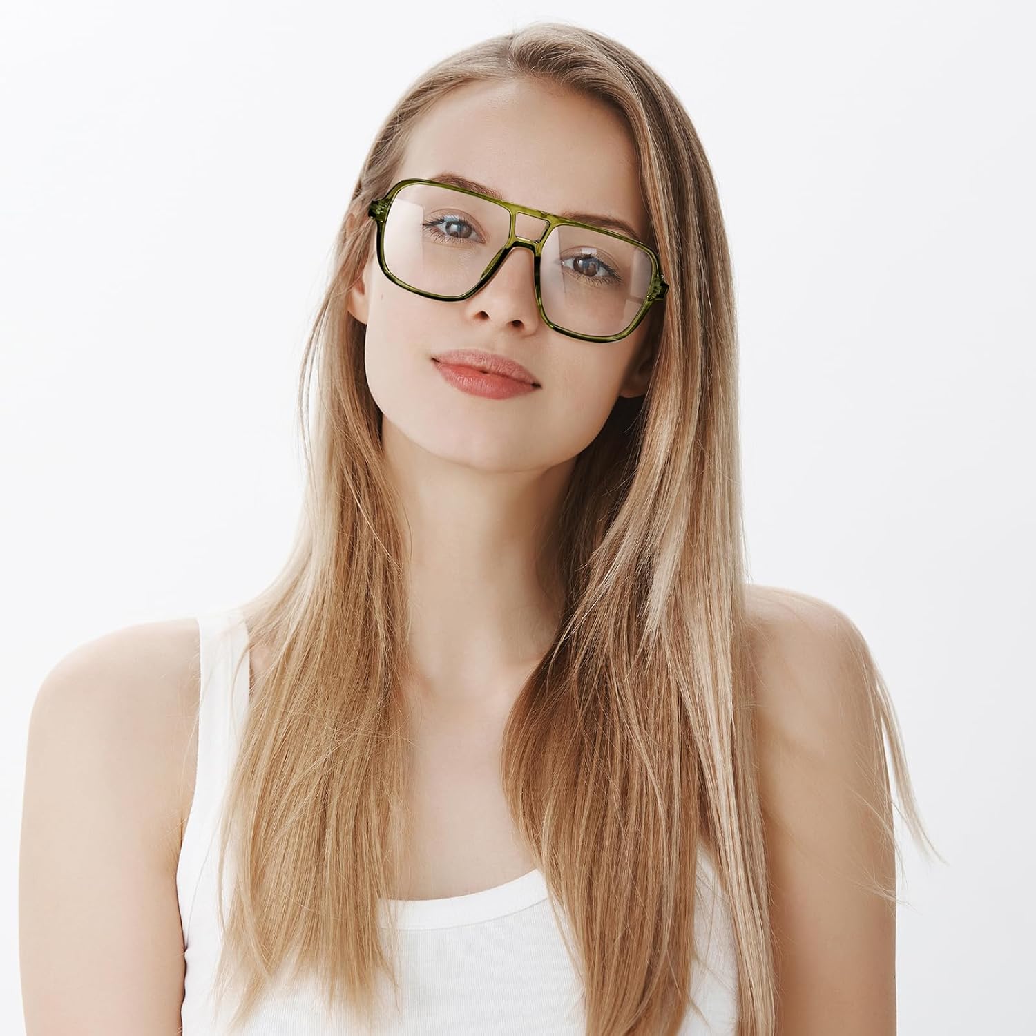 FEISEDY Blue Light Blocking Glasses Clear Square Computer Lightweight Pilot Glasses Frame B4167 - Image 2