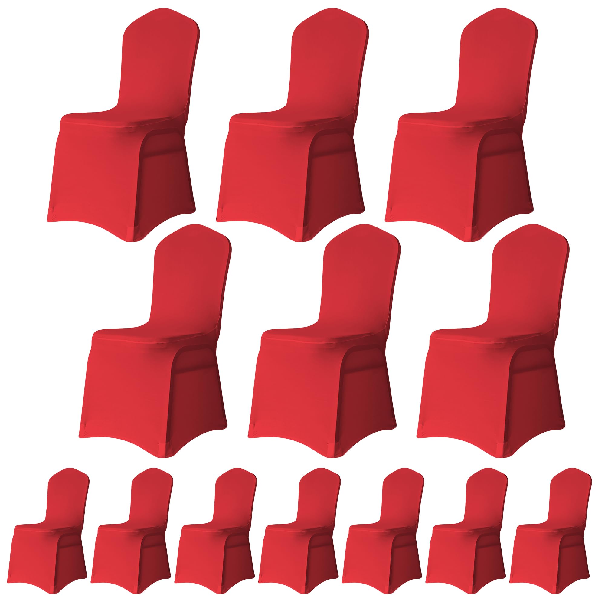 Trimming Shop Chair Cover Spandex Polyester Stretch Fabric Front Flat Dining Slipcovers Washable & Removable Wedding Chair Covers for Banquets Ceremony & Hotel Dinner (Red, Pack of 40)