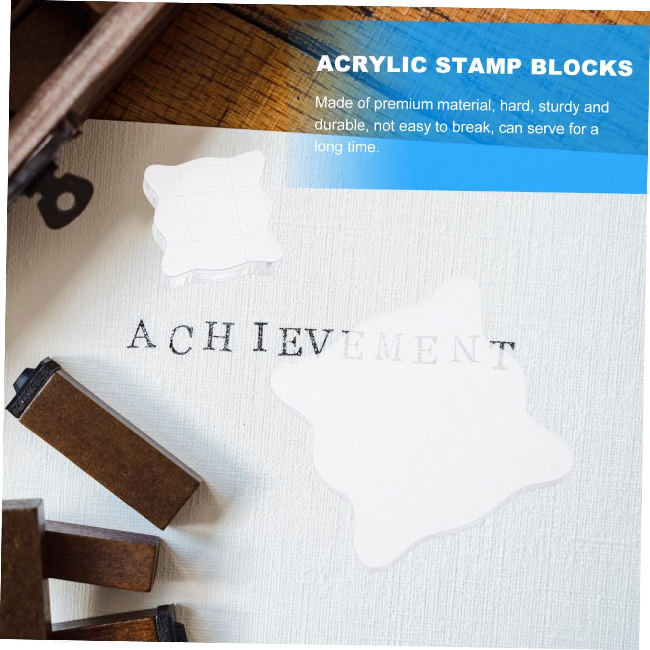 5Pcs Acrylic Stamp Blocks Set DIY Seal Handle Plates for Scrapbooking Crafting, Multiple Sizes (5X5, 7.5X7.5, 10X10, 2.5X2.5, 10X16 CM)
