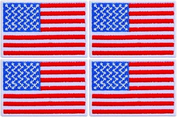 Pack 4 Small Us USA Flag الولايات المتحدة العلم الأمريكي مطرزة بالحديد على التصحيح الولايات المتحدة الأمريكية علم الزي العسكري العسكري