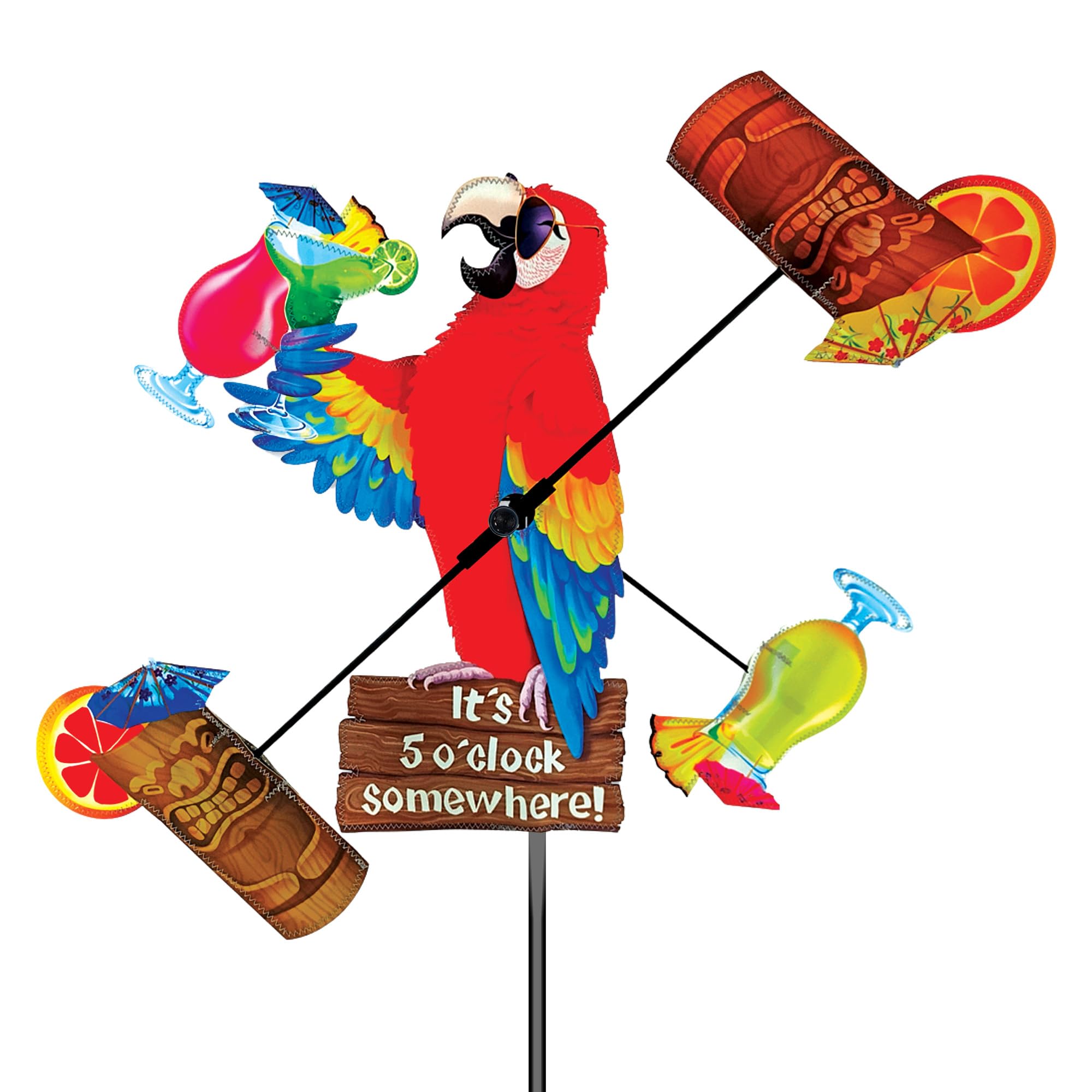 Premier Kites Island Parrot Whirligig Spinner 18" – Tropical Bird-Themed Design, Weather-Resistant Outdoor Decor, Durable & Lightweight For Patios, Yards, And Gardens - Eye-Catching Wind Spinner